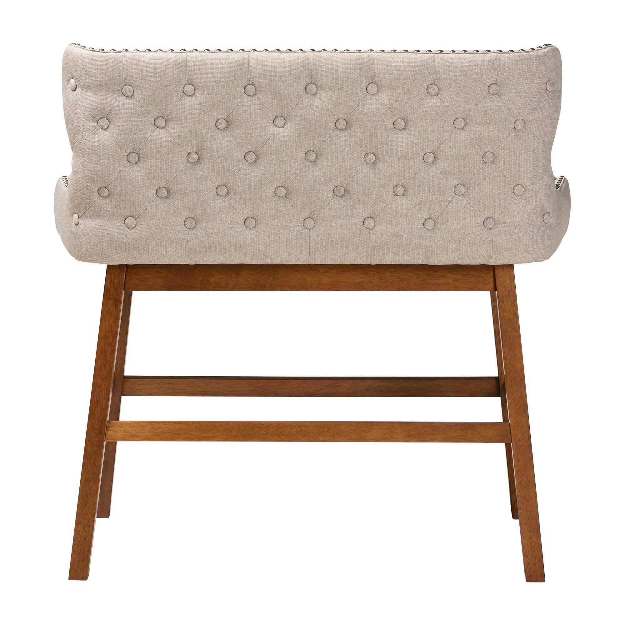 Gradisca Modern and Contemporary Light Fabric Button-tufted Upholstered Bar Bench Banquette