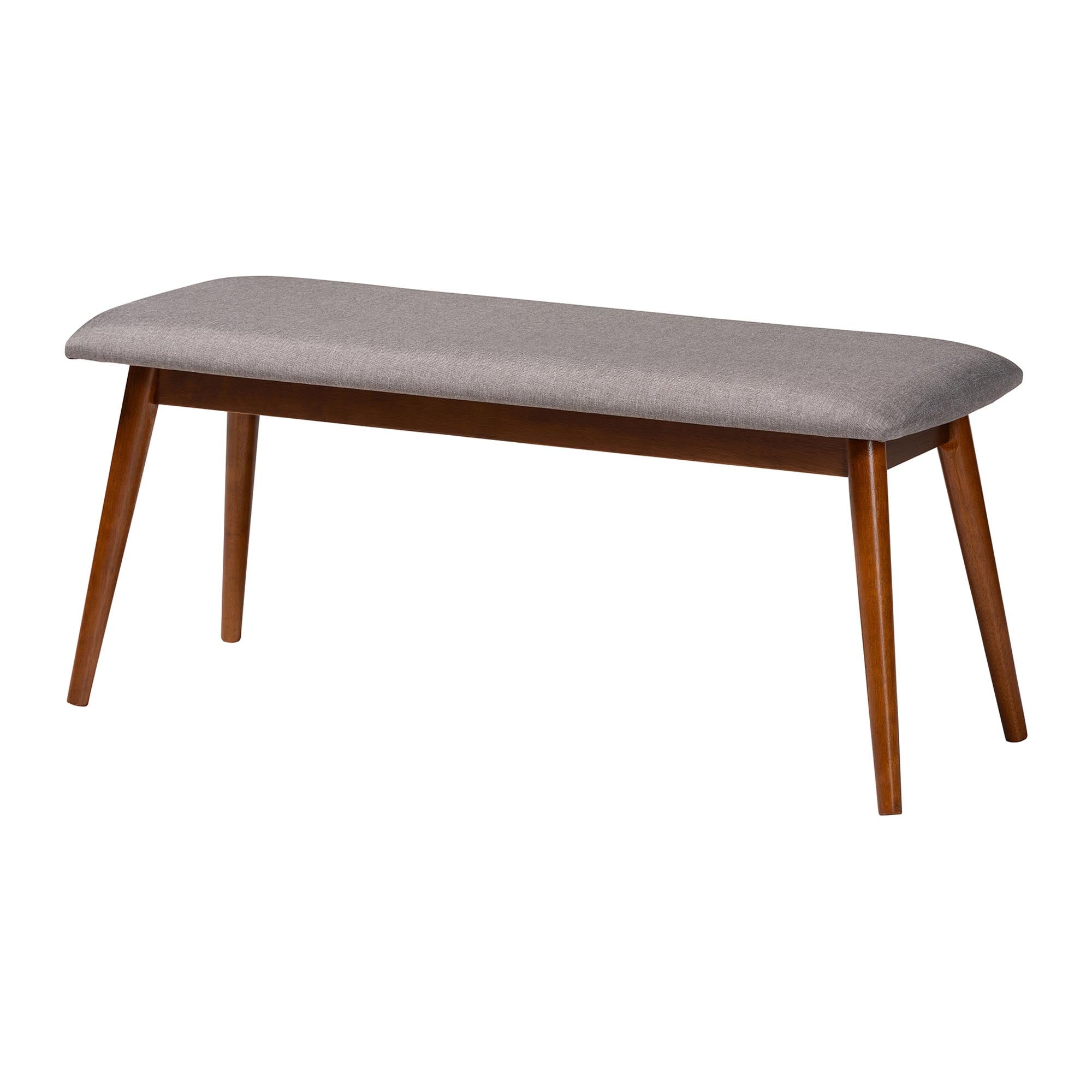 Flora Mid-Century Modern Light Fabric and "" Medium Finishing Wood Dining Bench