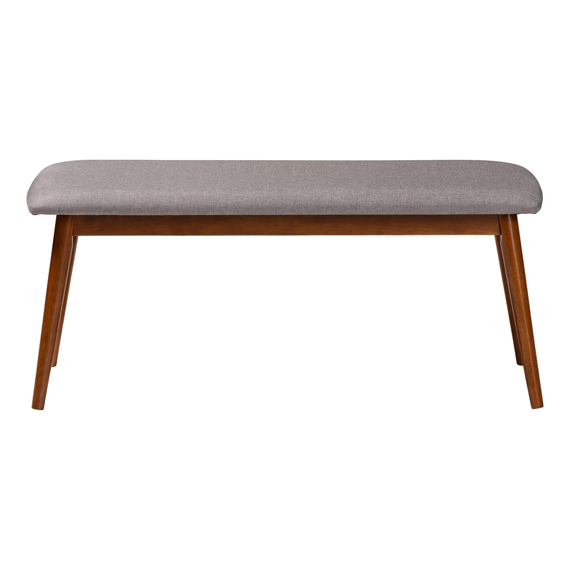 Flora Mid-Century Modern Light Fabric and "" Medium Finishing Wood Dining Bench