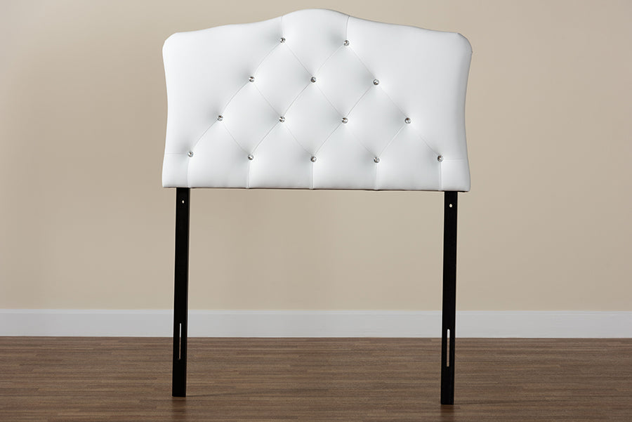 Rita Modern and Contemporary Faux Leather Upholstered Button-Tufted Scalloped Headboard