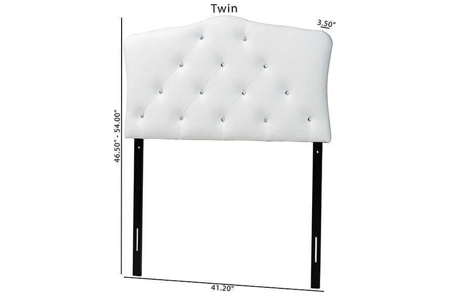 Rita Modern and Contemporary Faux Leather Upholstered Button-Tufted Scalloped Headboard