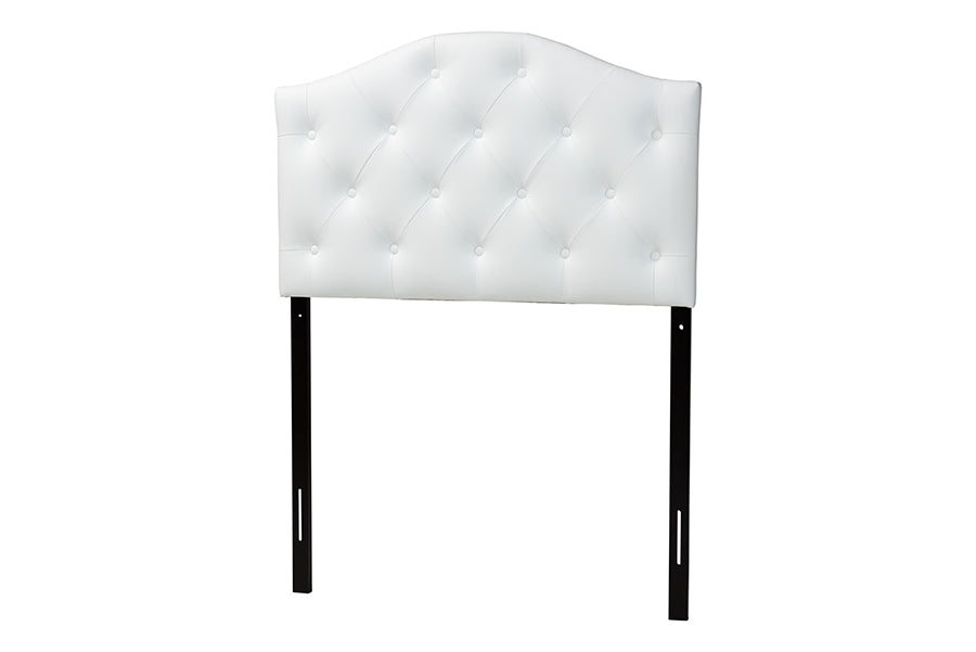 Myra Modern and Contemporary Faux Leather Upholstered Button-Tufted Scalloped Headboard