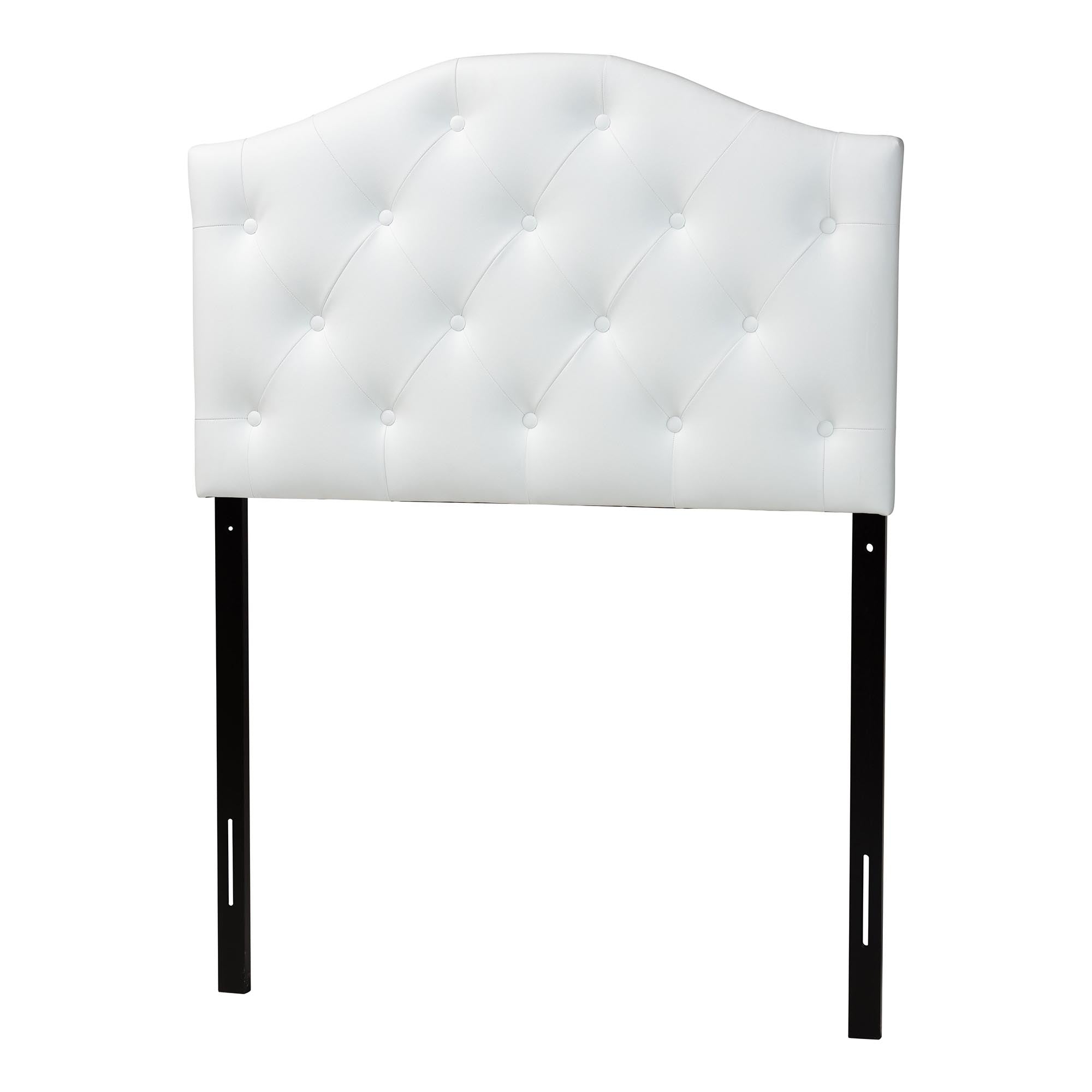 Myra Modern and Contemporary Faux Leather Upholstered Button-Tufted Scalloped Headboard