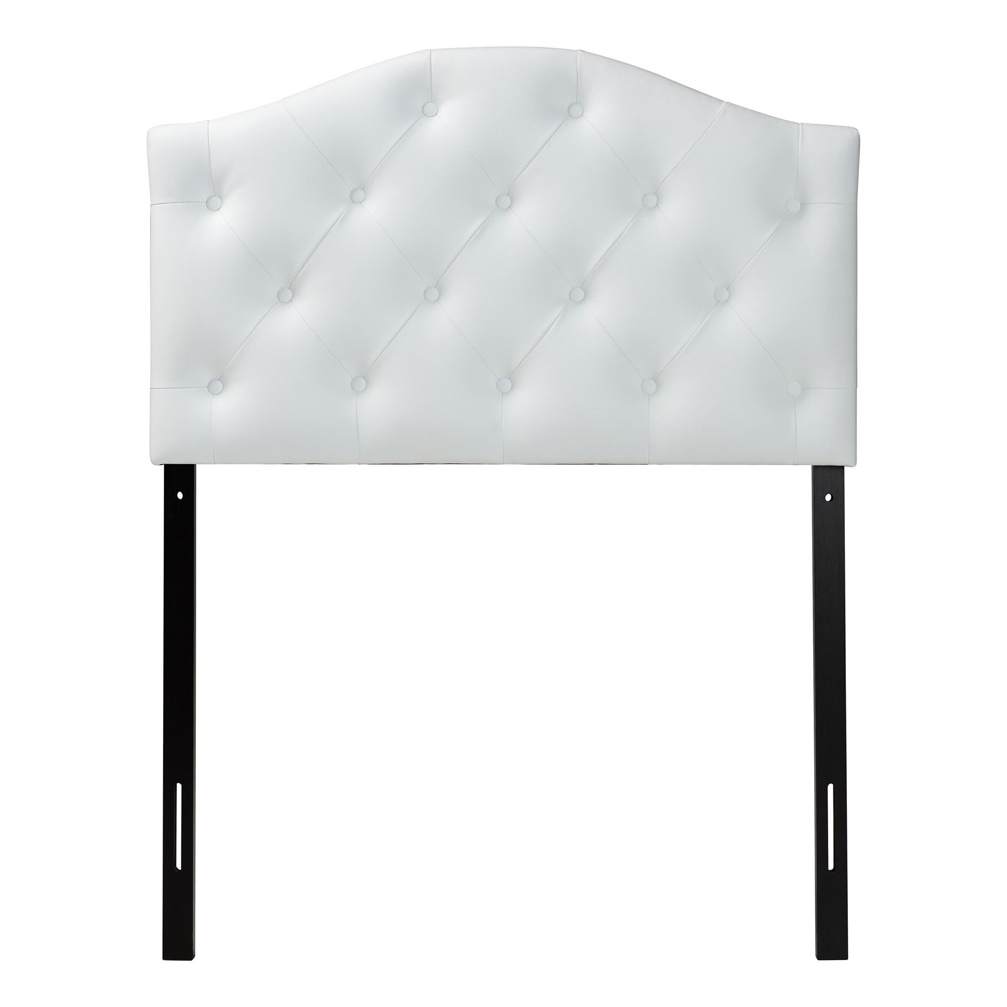 Myra Modern and Contemporary Faux Leather Upholstered Button-Tufted Scalloped Headboard
