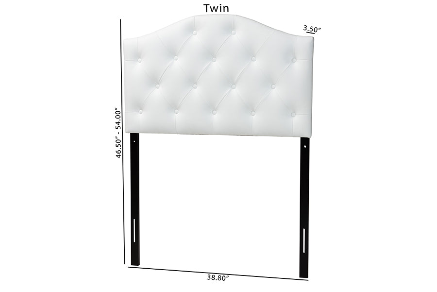 Myra Modern and Contemporary Faux Leather Upholstered Button-Tufted Scalloped Headboard