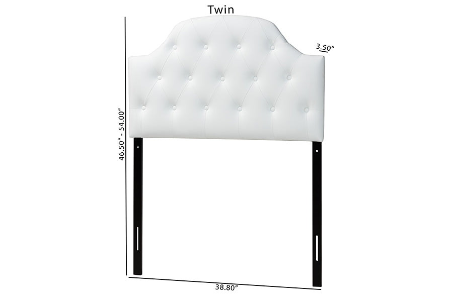 Morris Modern and Contemporary Faux Leather Upholstered Button-Tufted Scalloped Headboard