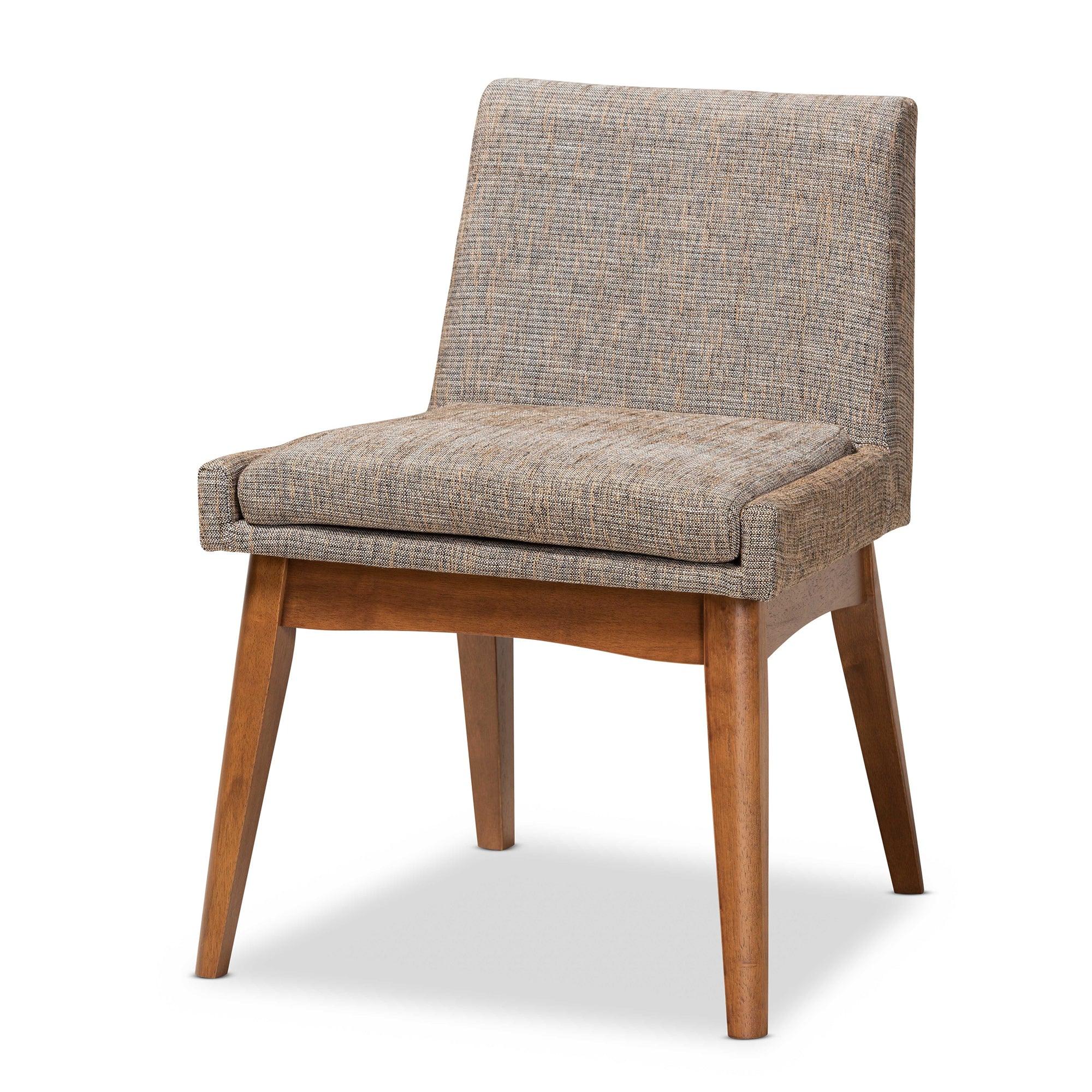 Nexus Mid-Century Modern Gravel Fabric Upholstered and Finished Wood 5-Piece Dining Set