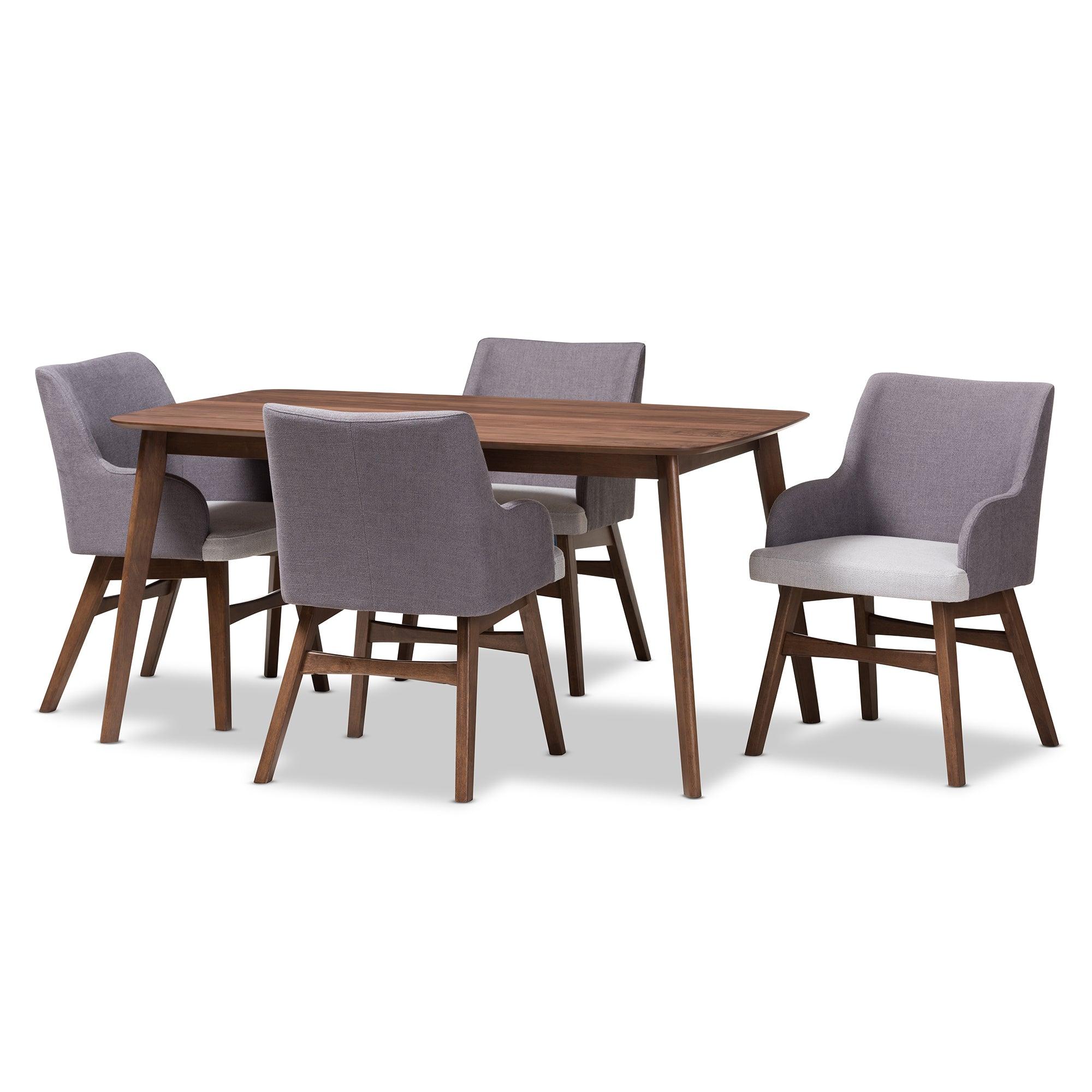 Monte Mid-Century Modern Wood Rectangular 5-Piece Dining Set