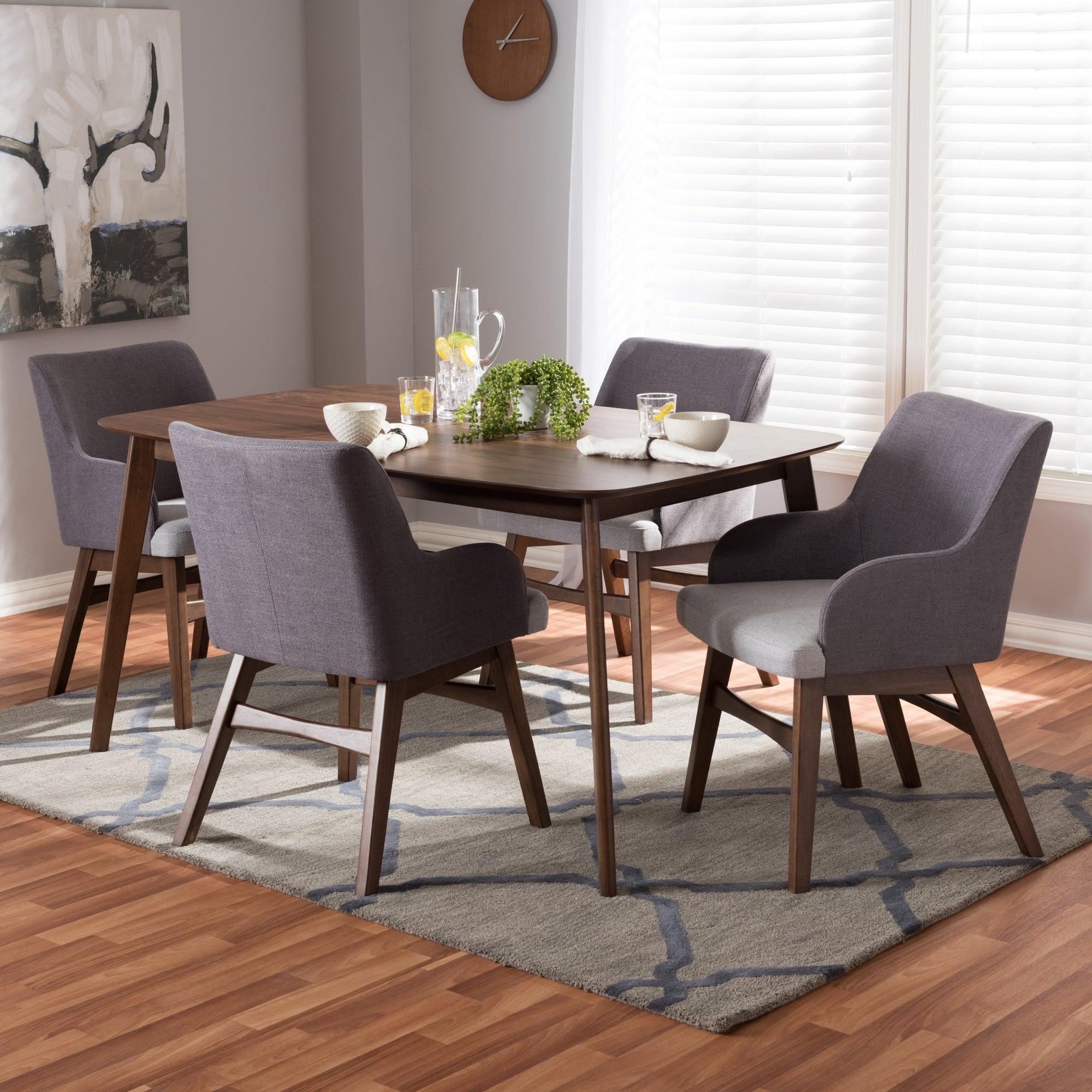 Monte Mid-Century Modern Wood Rectangular 5-Piece Dining Set