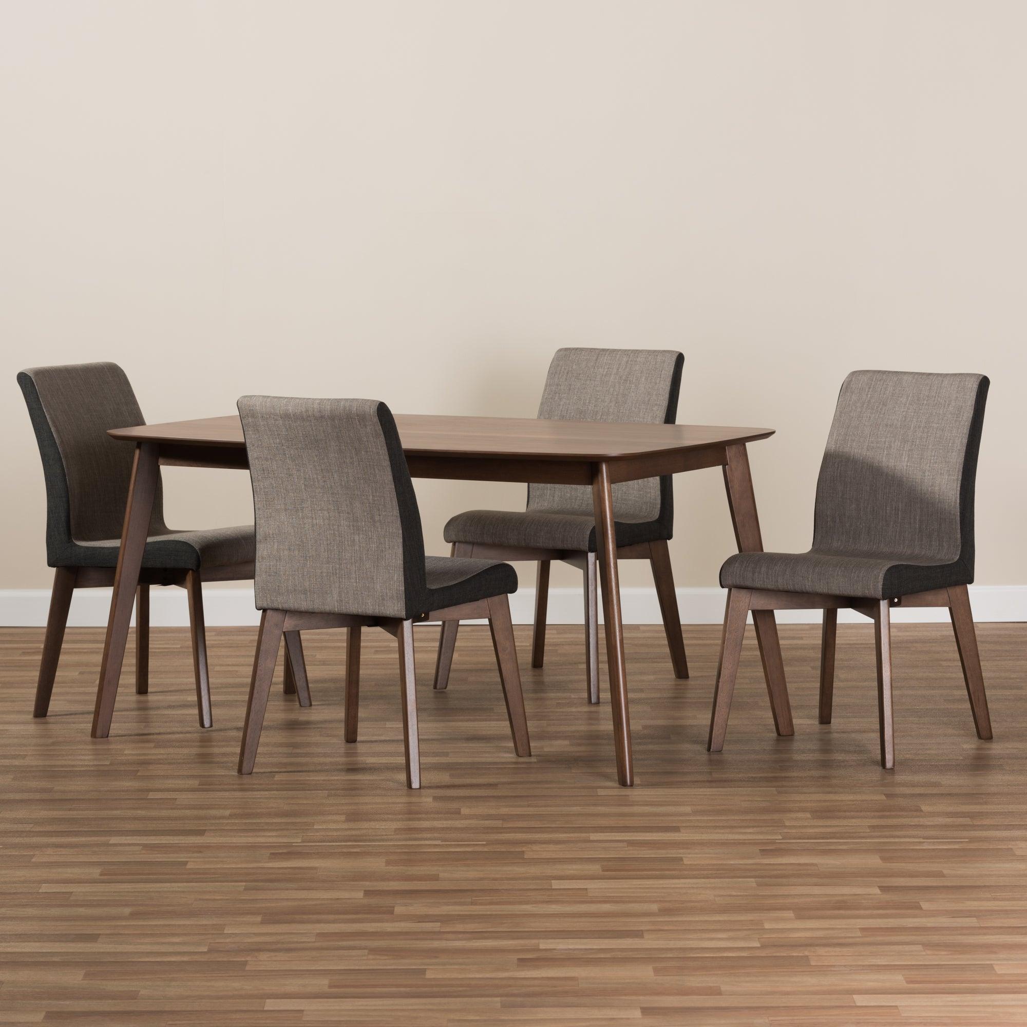 Kimberly Mid-Century Modern and Fabric 5-Piece Dining Set