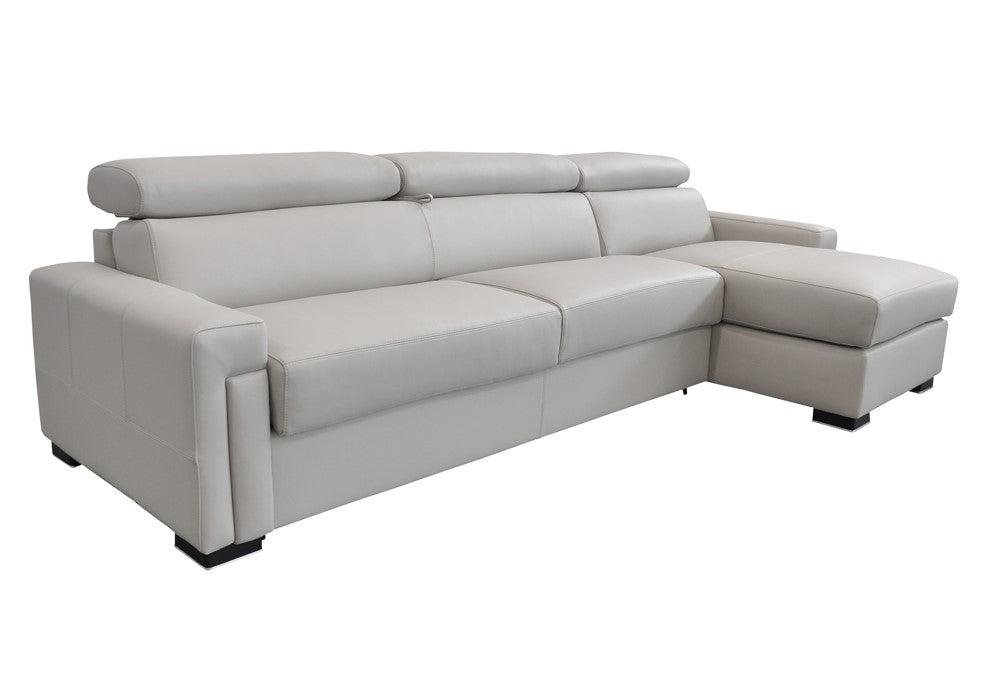 Sacha Modern Leather Reversible Sectional Sofa Bed with Storage