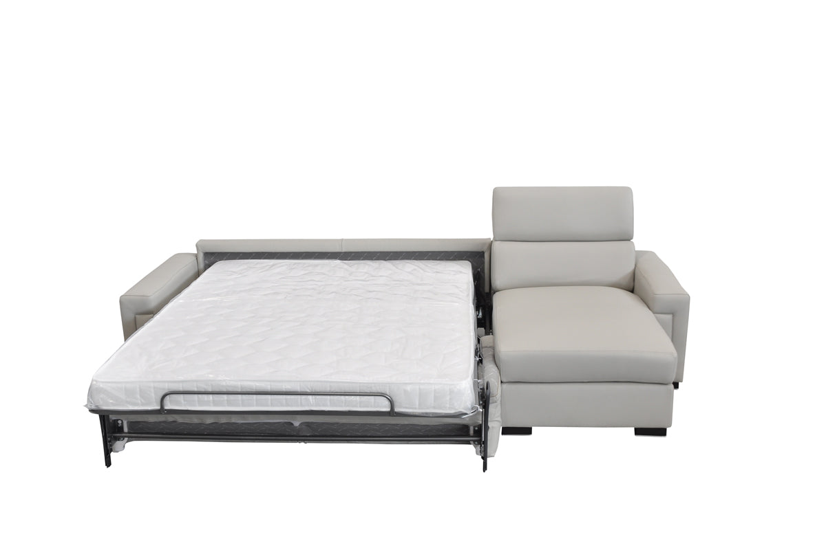 Sacha Modern Leather Reversible Sectional Sofa Bed with Storage