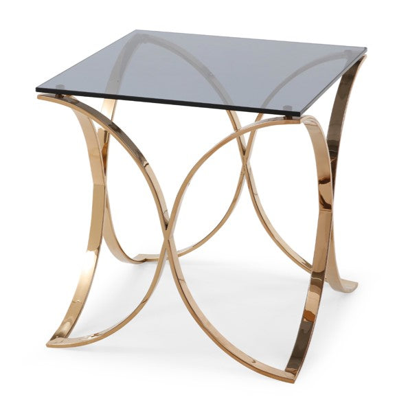 Reklaw Modern Glass and Rosegold End Table