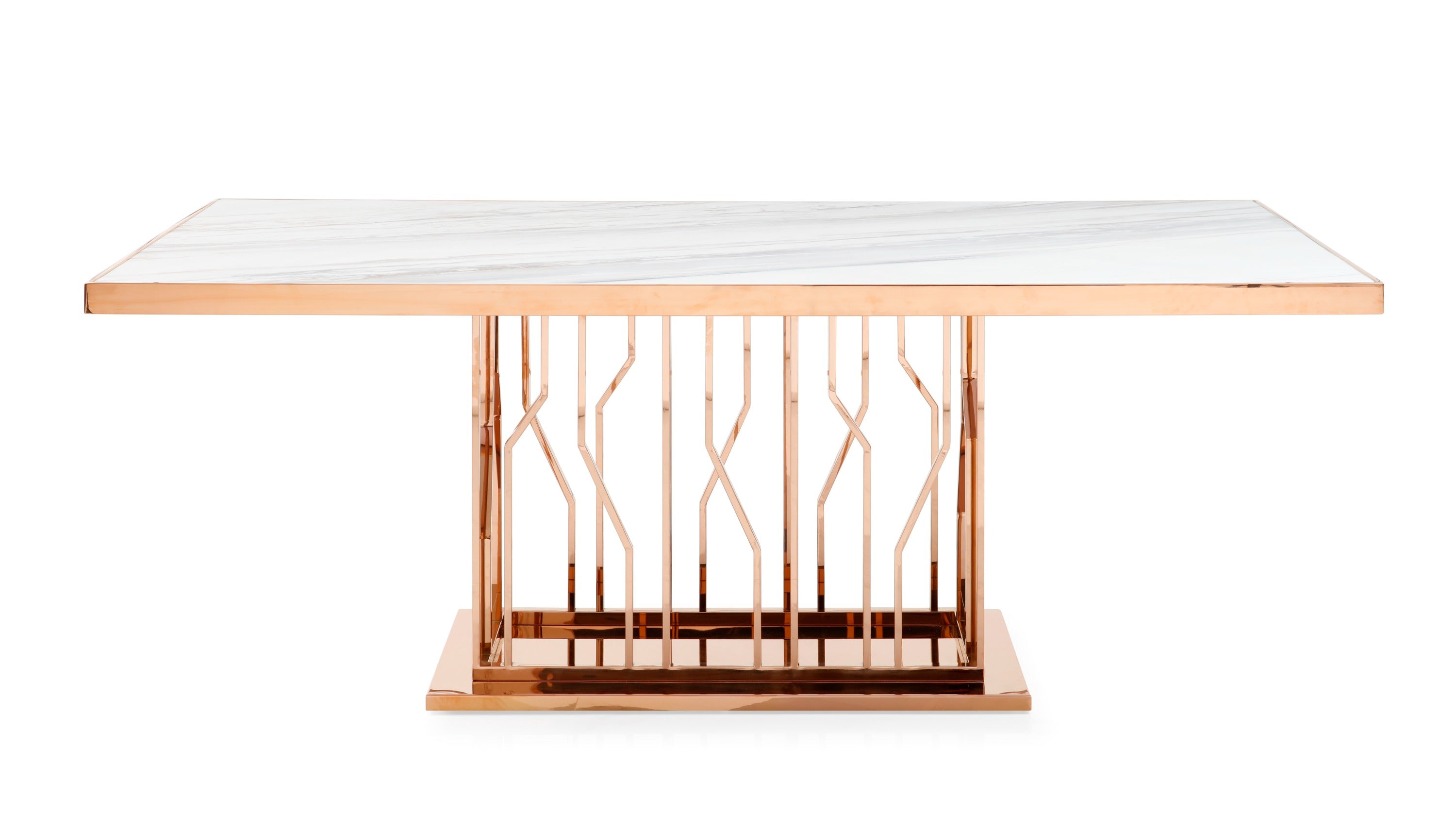 Marston Modern Marble and Rosegold Dining Table