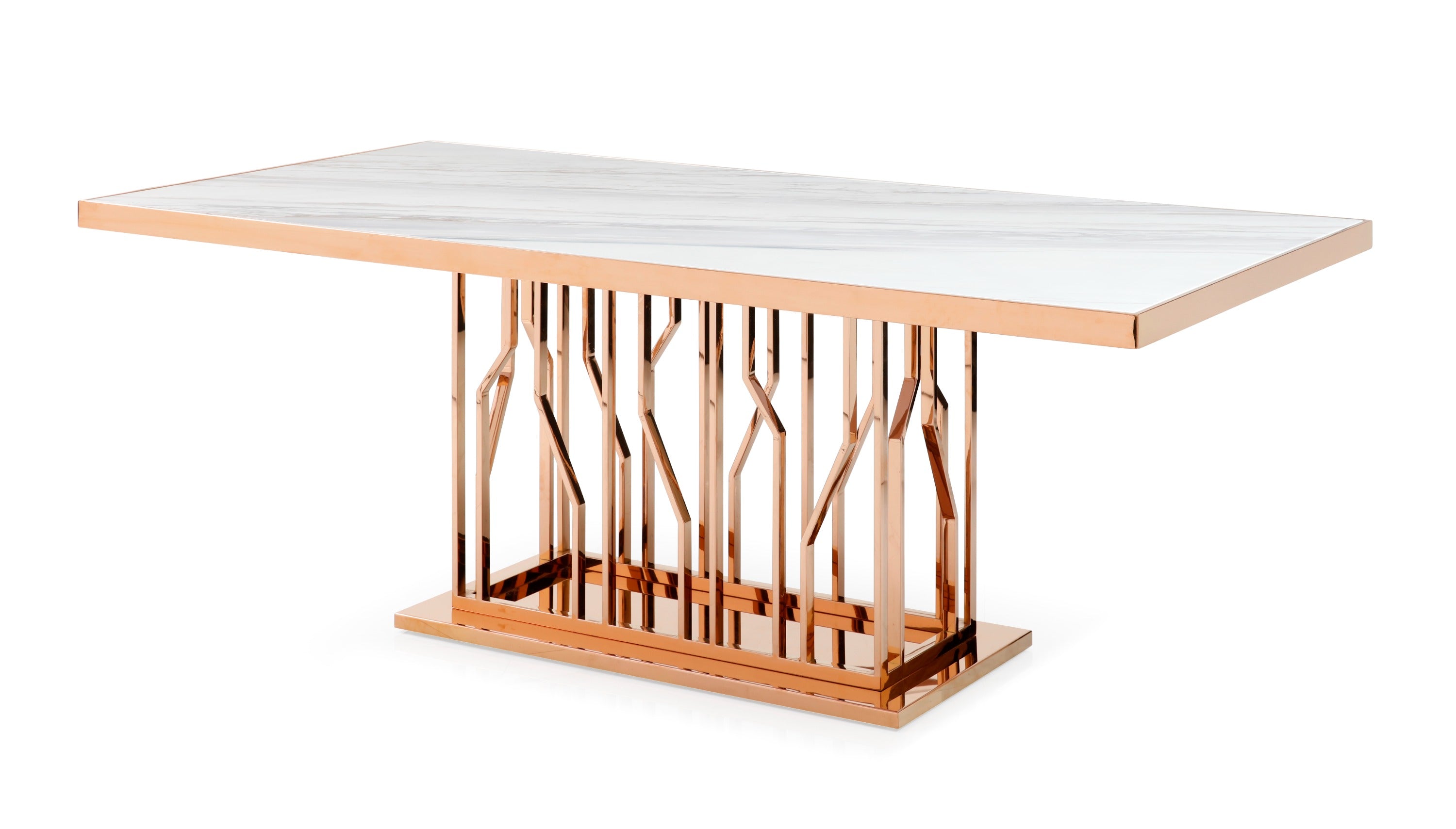Marston Modern Marble and Rosegold Dining Table