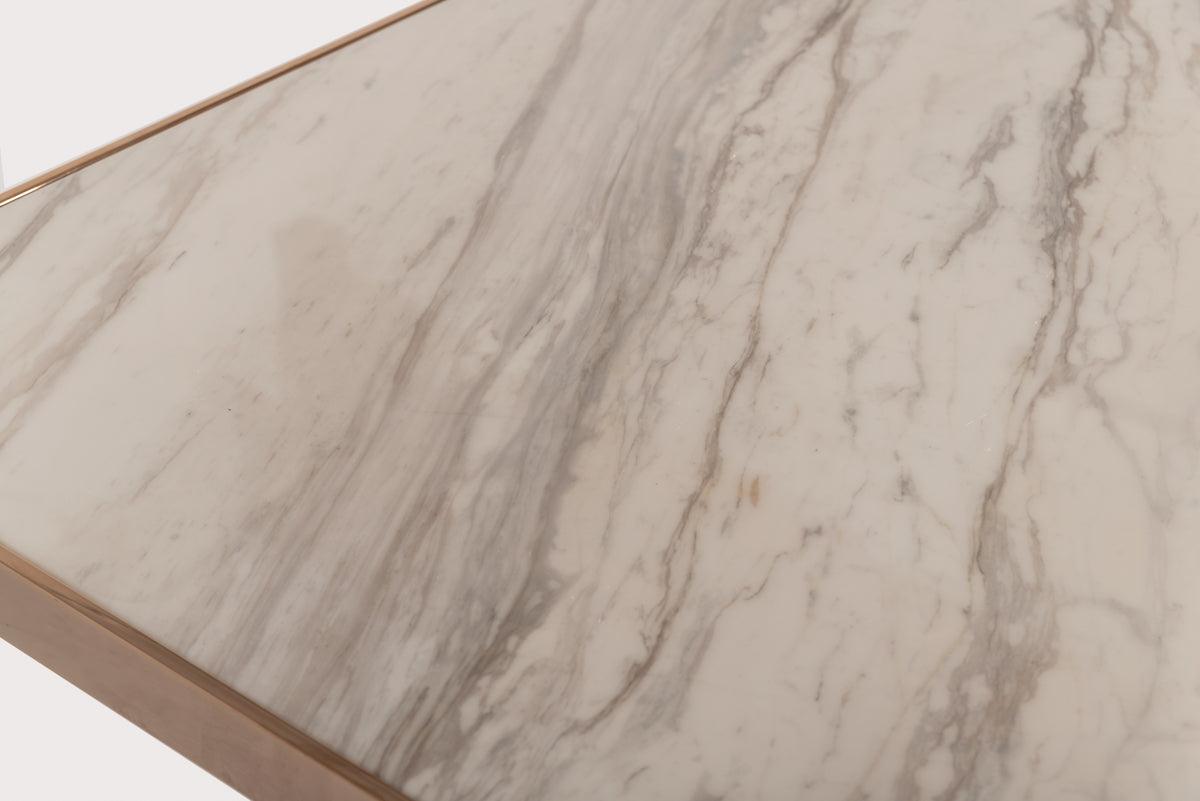 Marston Modern Marble and Rosegold Dining Table