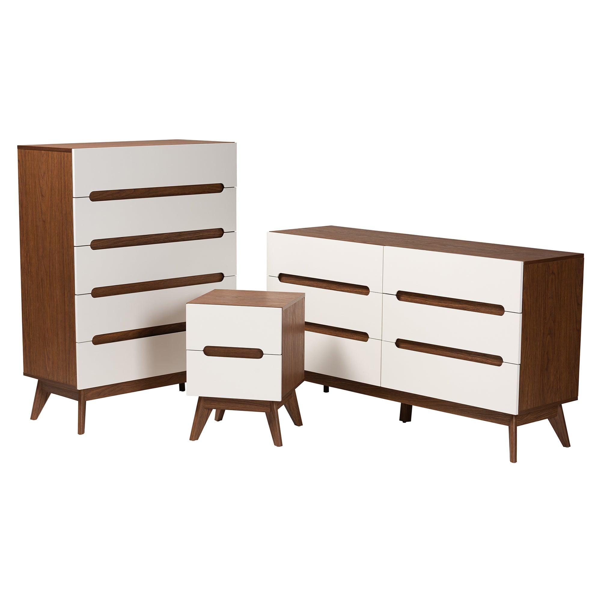 Calypso Mid-Century Modern Two-Tone and Finished Wood 3-Piece Storage Set
