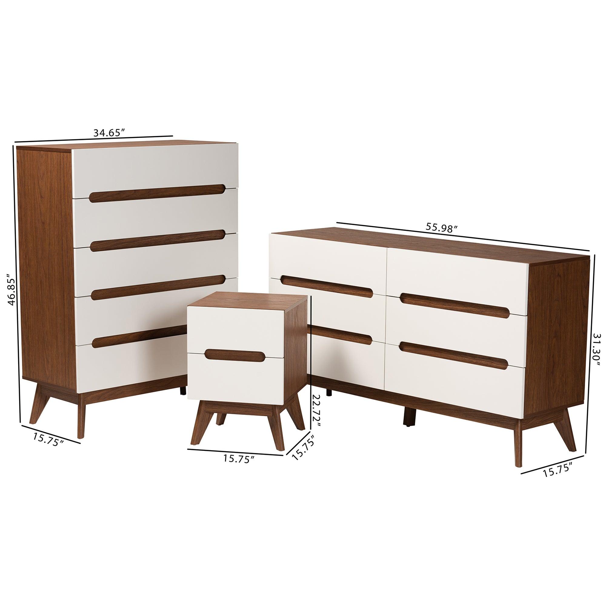 Calypso Mid-Century Modern Two-Tone and Finished Wood 3-Piece Storage Set