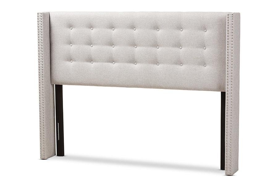 Ginaro Modern And Contemporary ish Fabric Button-Tufted Nail head Winged Headboard