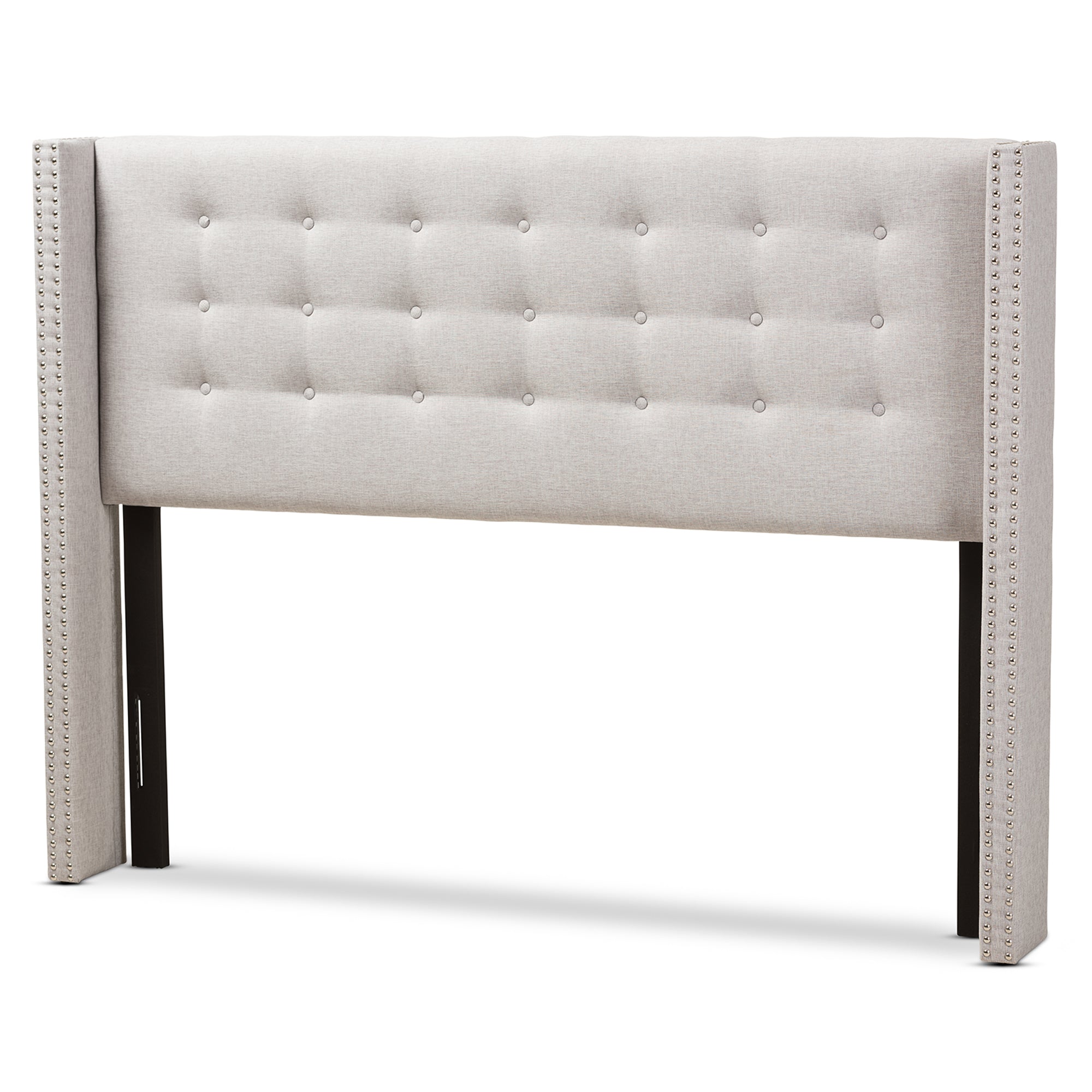 Ginaro Modern And Contemporary Fabric Button-Tufted Nail head Winged Headboard