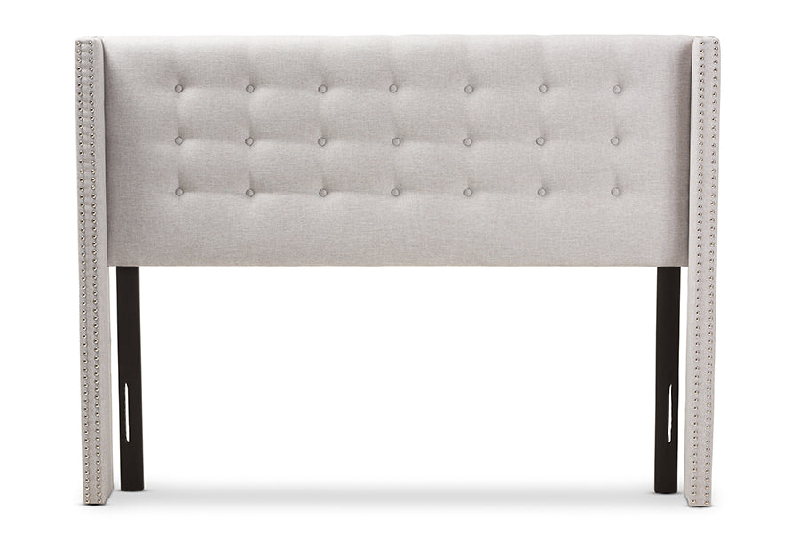 Ginaro Modern And Contemporary Fabric Button-Tufted Nail head Winged Headboard