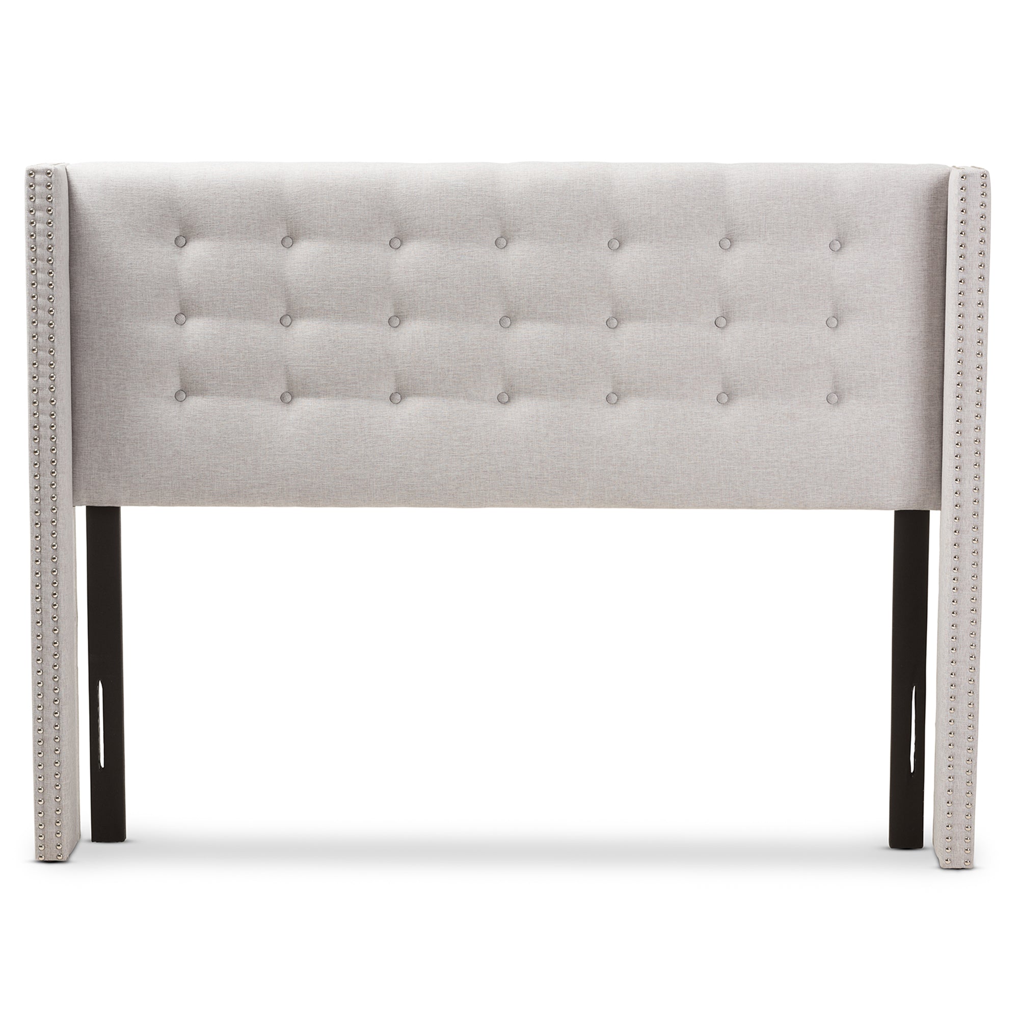Ginaro Modern And Contemporary Fabric Button-Tufted Nail head Winged Headboard