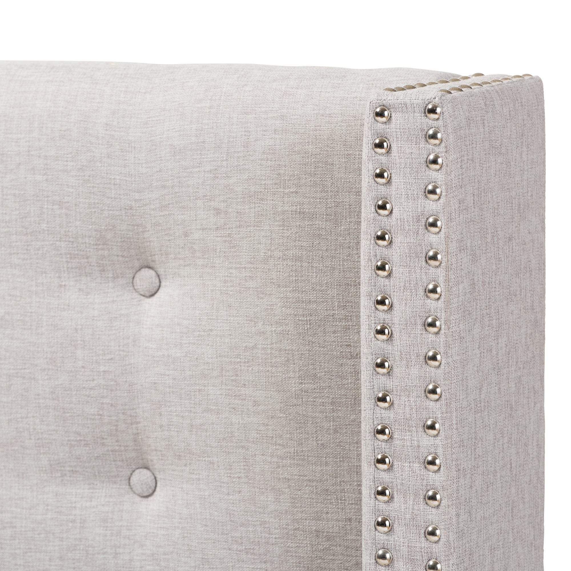 Ginaro Modern And Contemporary Fabric Button-Tufted Nail head Winged Headboard