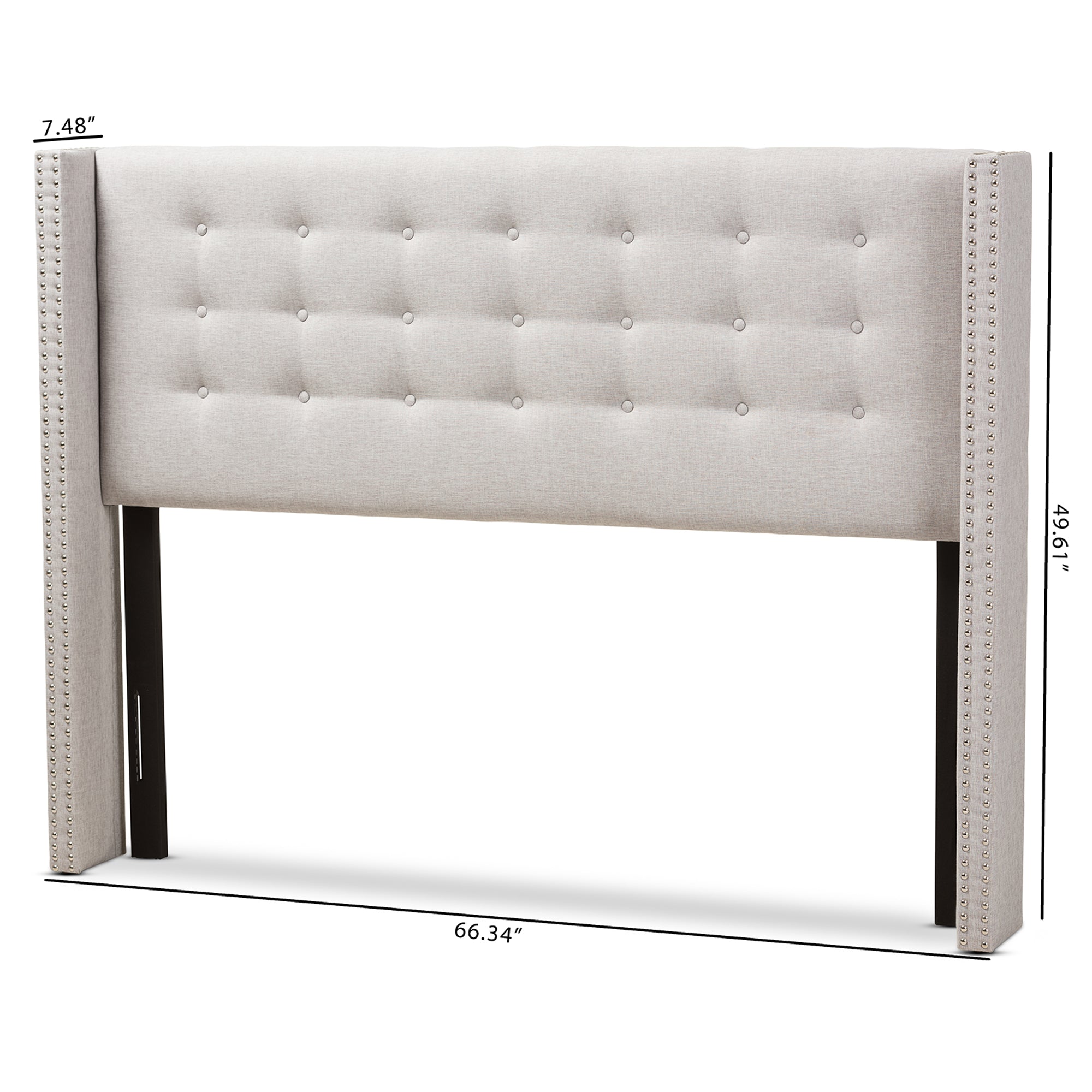 Ginaro Modern And Contemporary Fabric Button-Tufted Nail head Winged Headboard