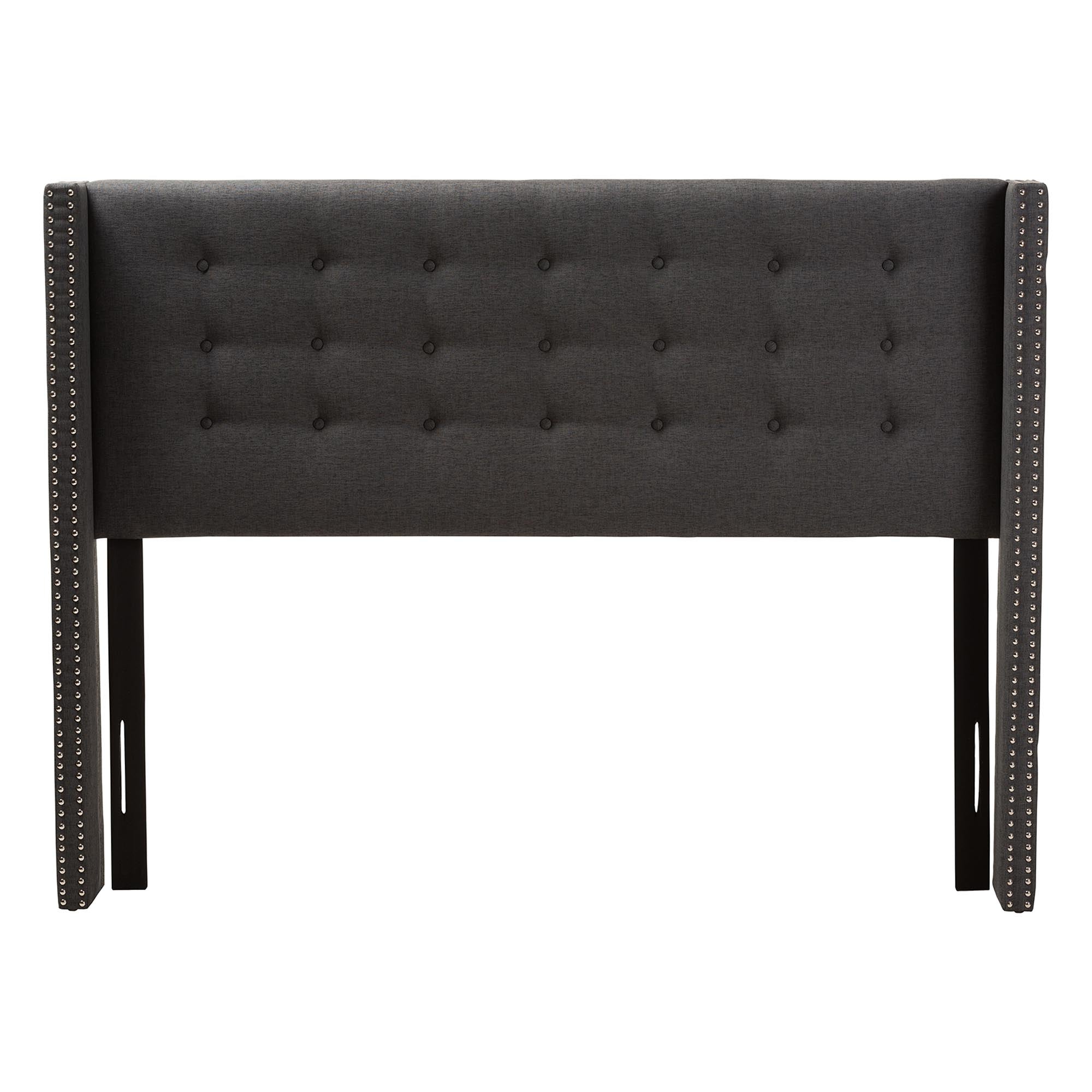 Ginaro Modern And Contemporary Fabric Button-Tufted Nail head Winged Headboard