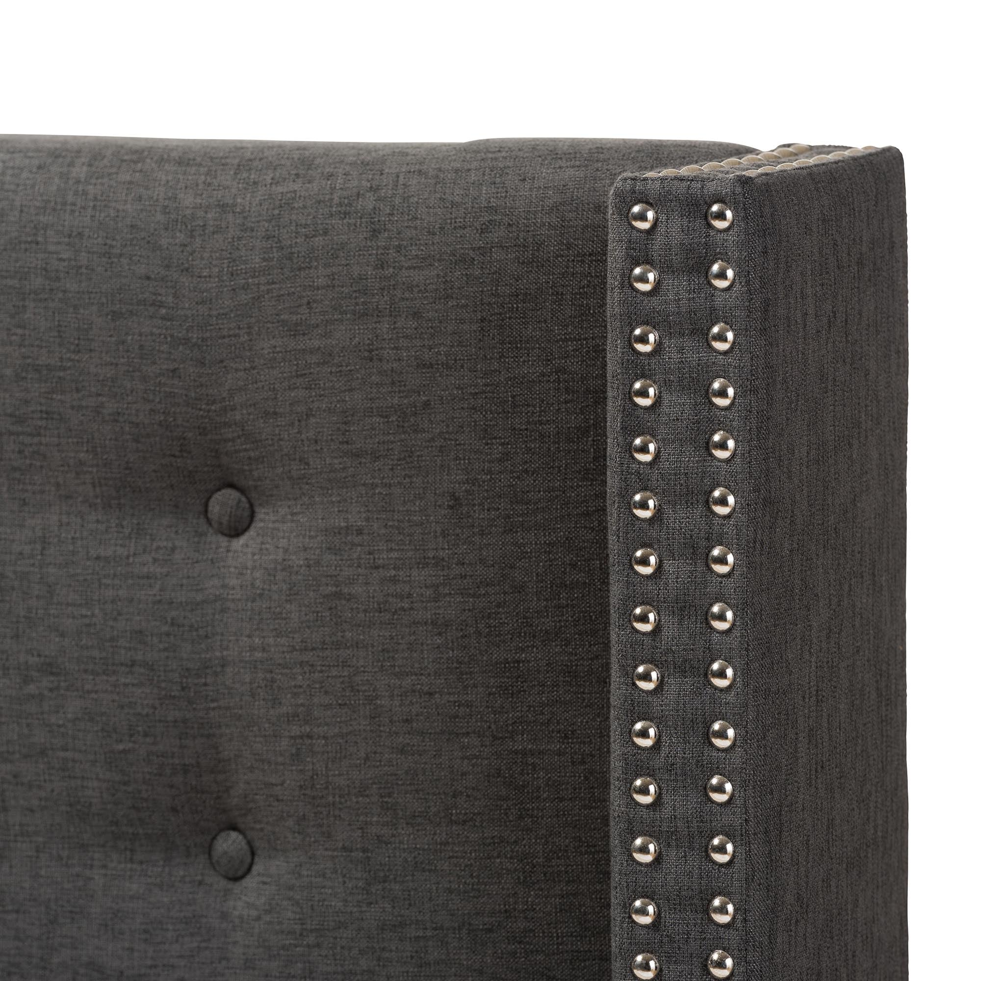 Ginaro Modern And Contemporary Fabric Button-Tufted Nail head Winged Headboard
