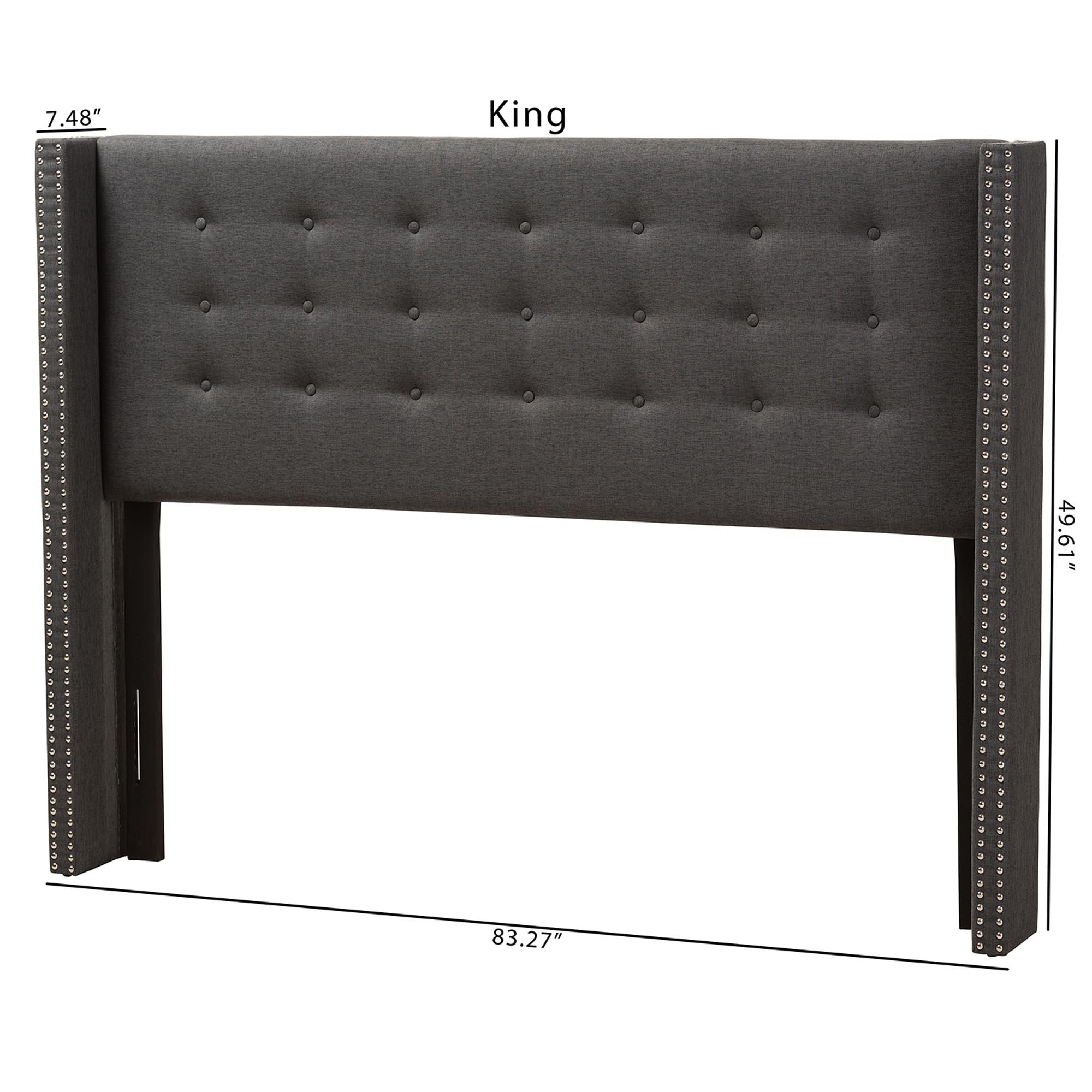 Ginaro Modern And Contemporary Fabric Button-Tufted Nail head Winged Headboard