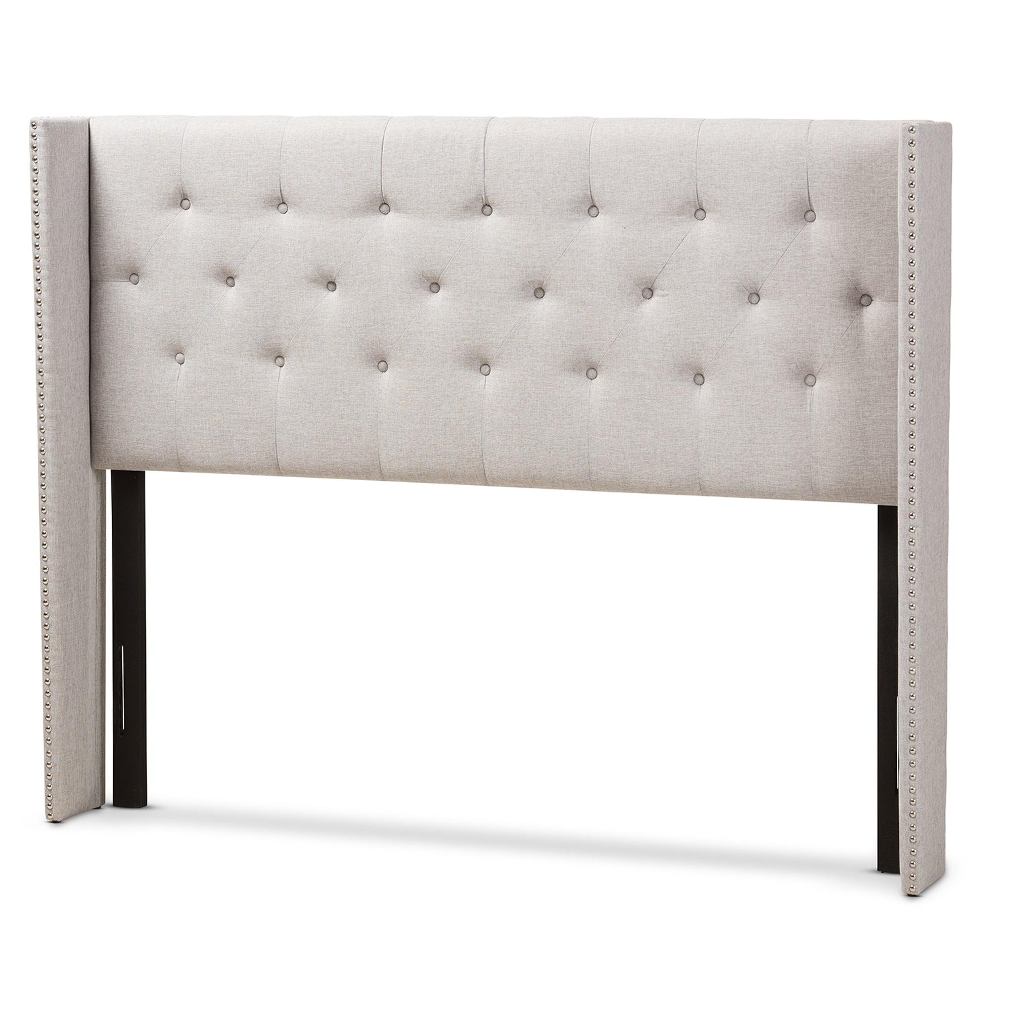 Ally Modern And Contemporary ish Fabric Button-Tufted Nail head Winged Headboard