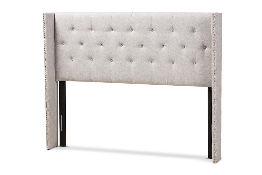 Ally Modern And Contemporary ish Fabric Button-Tufted Nail head Winged Headboard
