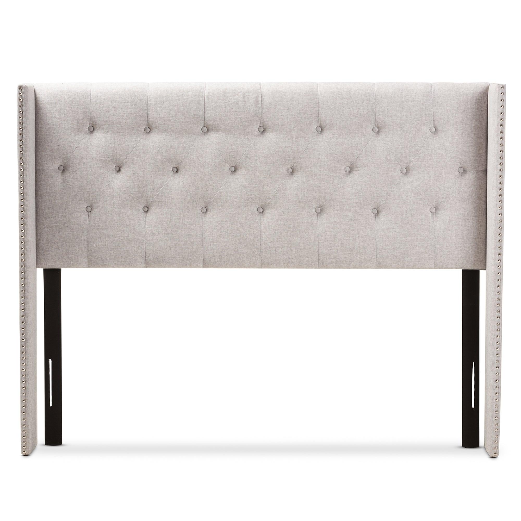 Ally Modern And Contemporary ish Fabric Button-Tufted Nail head Winged Headboard