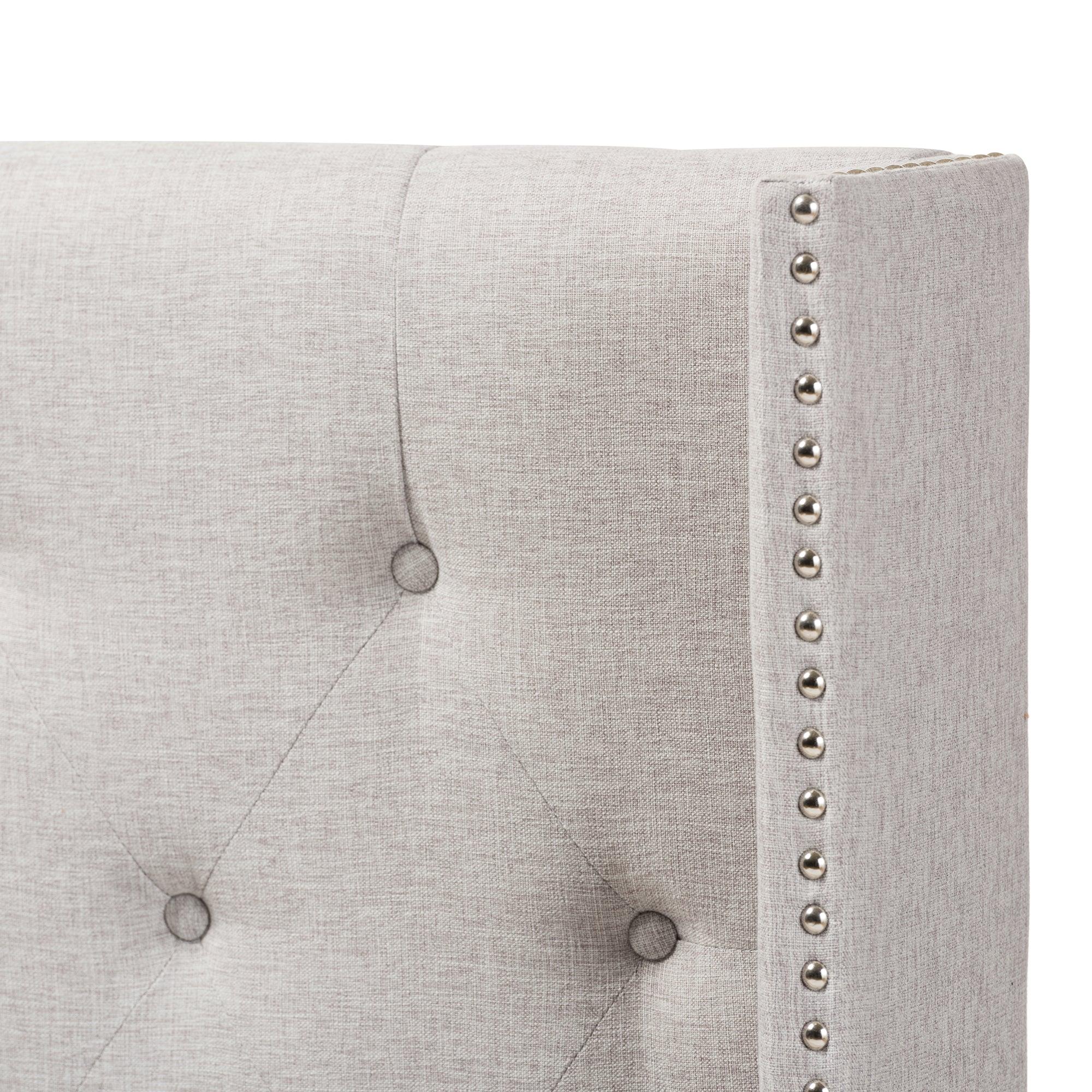 Ally Modern And Contemporary ish Fabric Button-Tufted Nail head Winged Headboard
