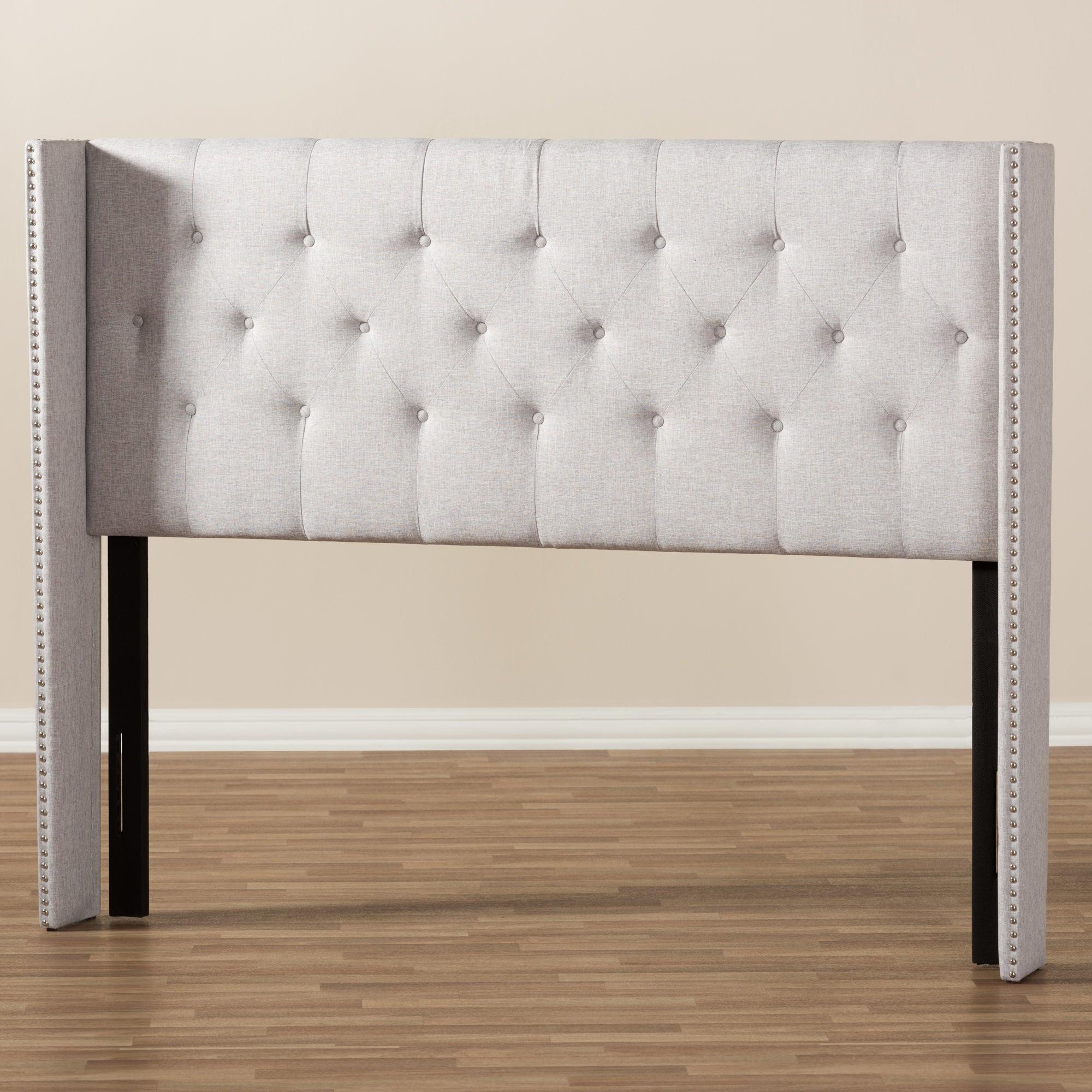 Ally Modern And Contemporary ish Fabric Button-Tufted Nail head Winged Headboard