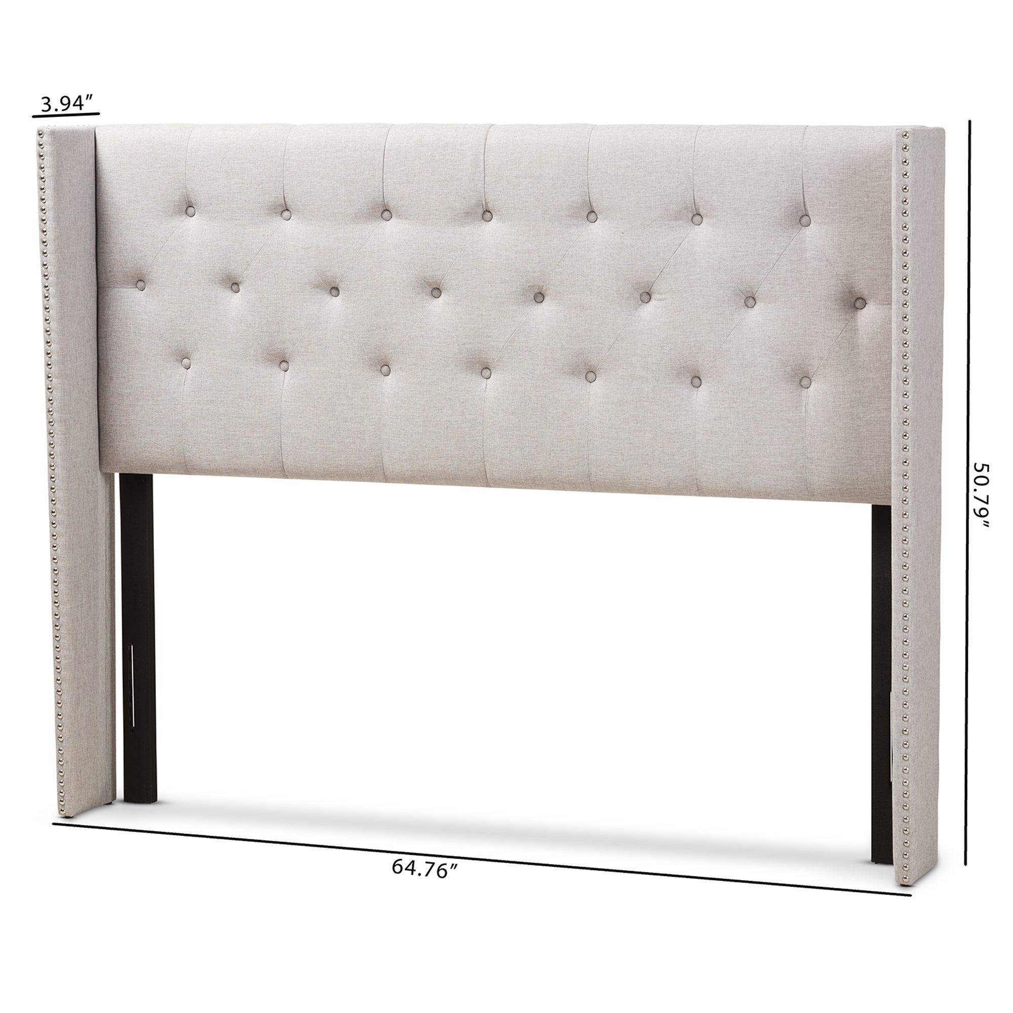 Ally Modern And Contemporary ish Fabric Button-Tufted Nail head Winged Headboard