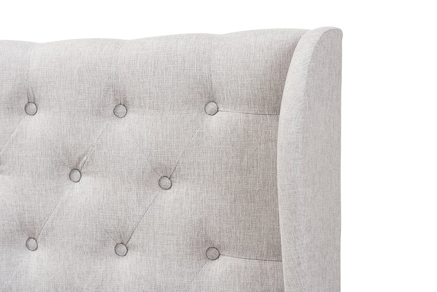 Cadence Modern and Contemporary Fabric Button-Tufted Winged Headboard