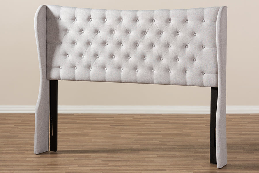 Cadence Modern and Contemporary Fabric Button-Tufted Winged Headboard