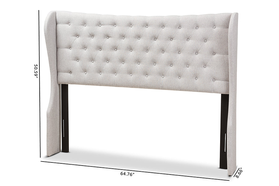 Cadence Modern and Contemporary Fabric Button-Tufted Winged Headboard