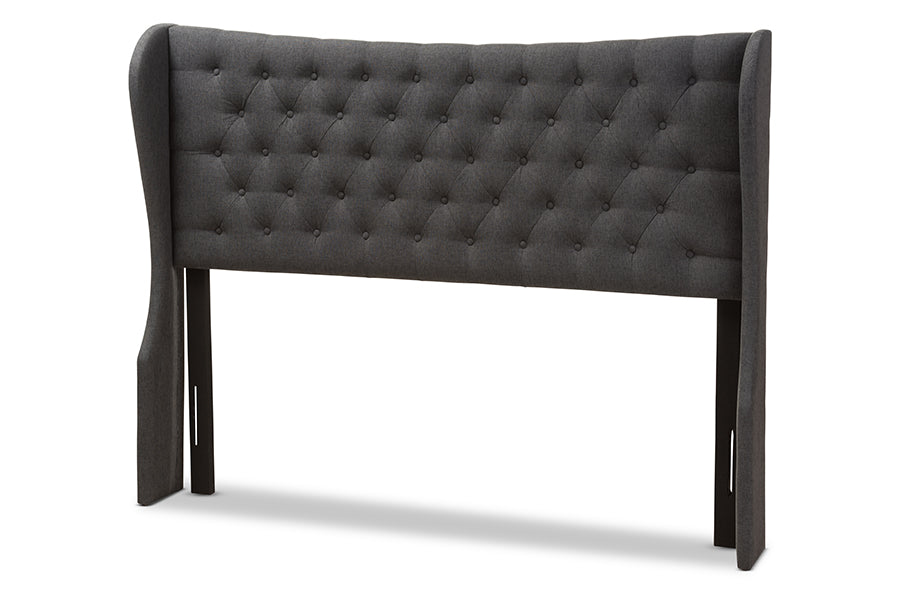 Cadence Modern and Contemporary Fabric Button-Tufted Winged Headboard