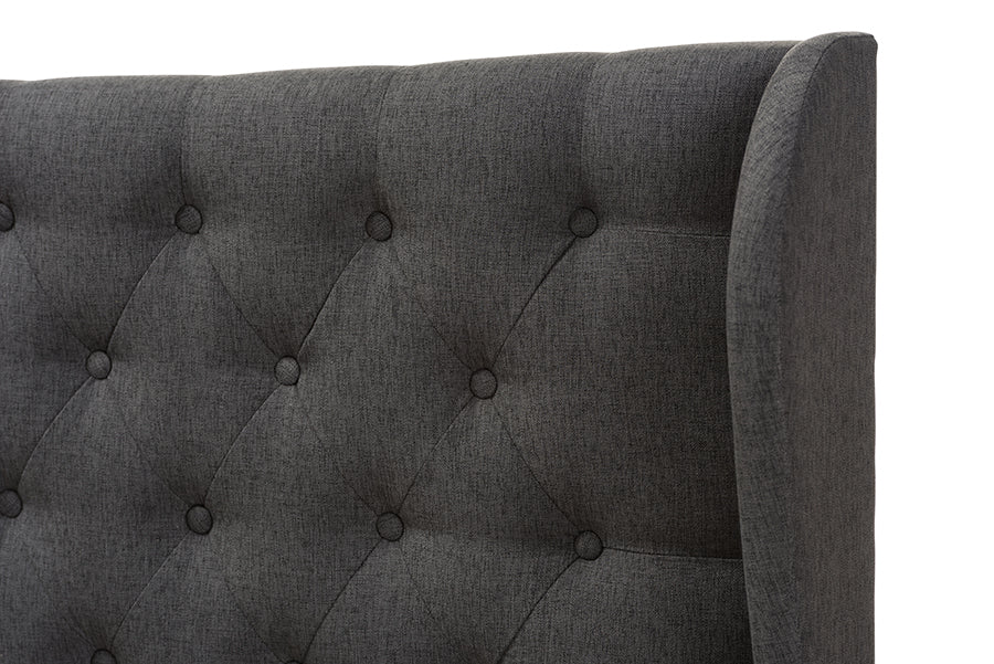 Cadence Modern and Contemporary Fabric Button-Tufted Winged Headboard