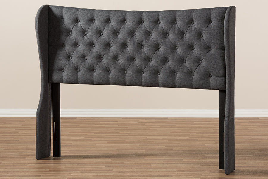 Cadence Modern and Contemporary Fabric Button-Tufted Winged Headboard