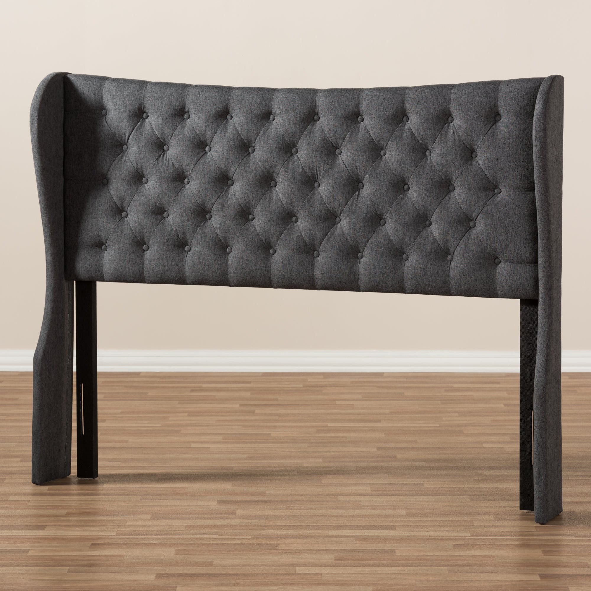 Cadence Modern and Contemporary Fabric Button-Tufted Winged Headboard