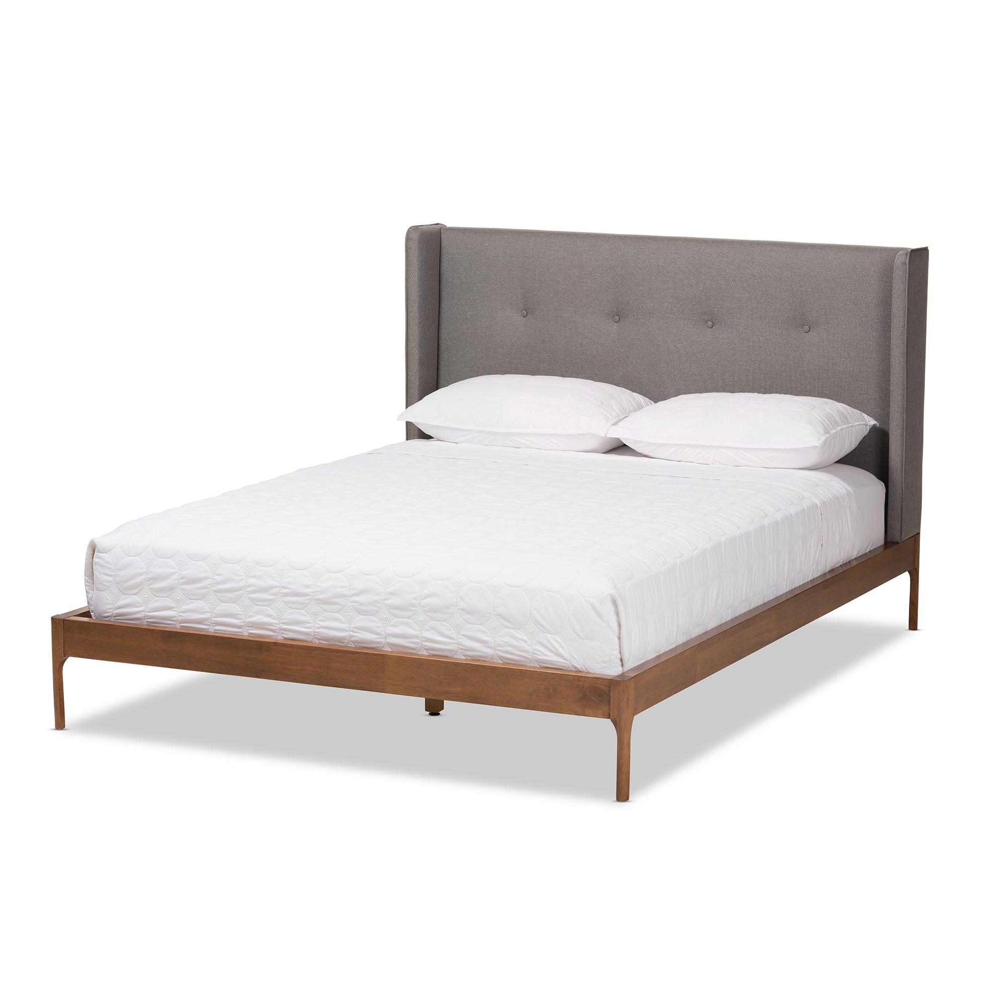 Brooklyn Mid-Century Modern Wood Fabric Platform Bed