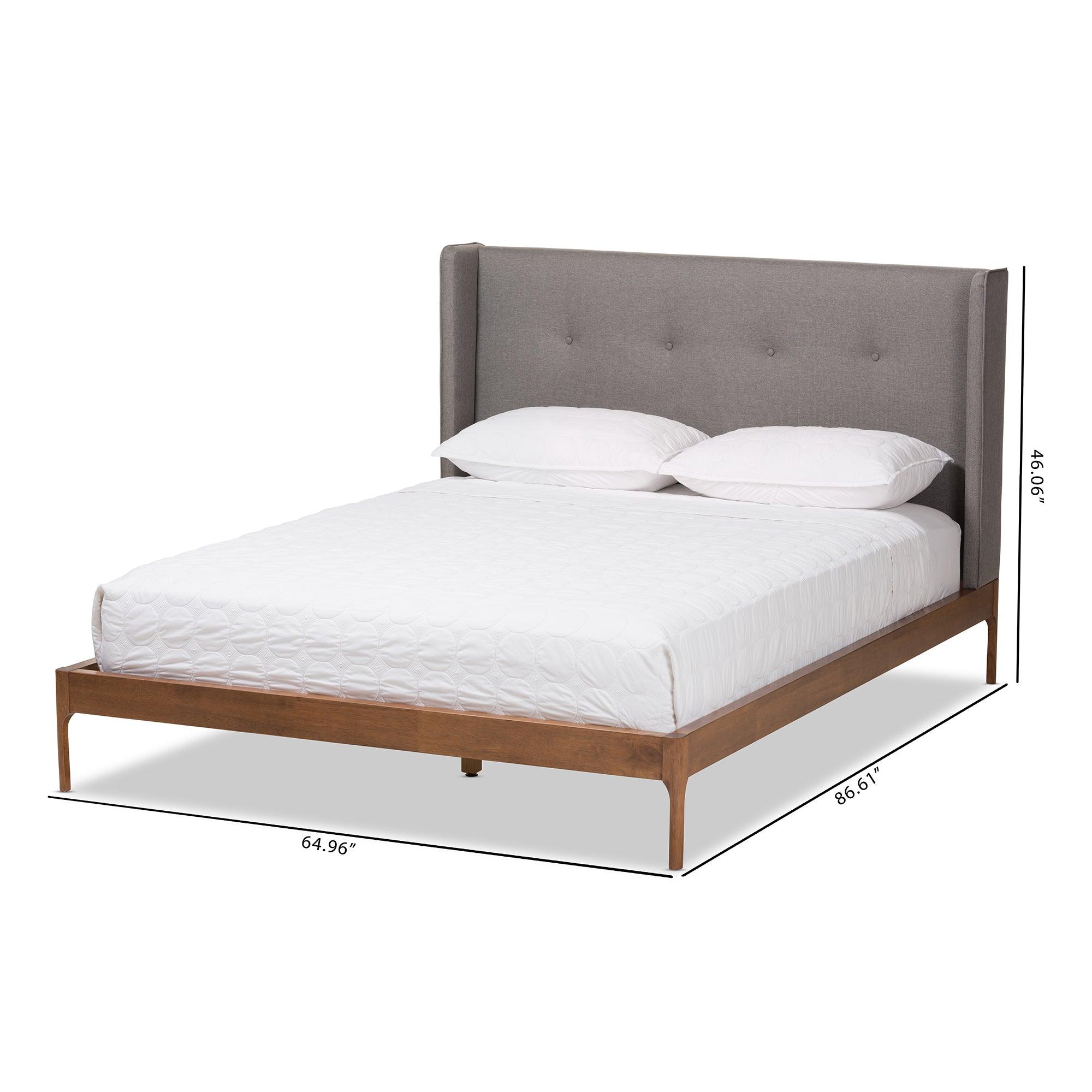 Brooklyn Mid-Century Modern Wood Fabric Platform Bed