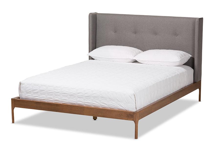 Brooklyn Mid-Century Modern Wood Fabric Platform Bed