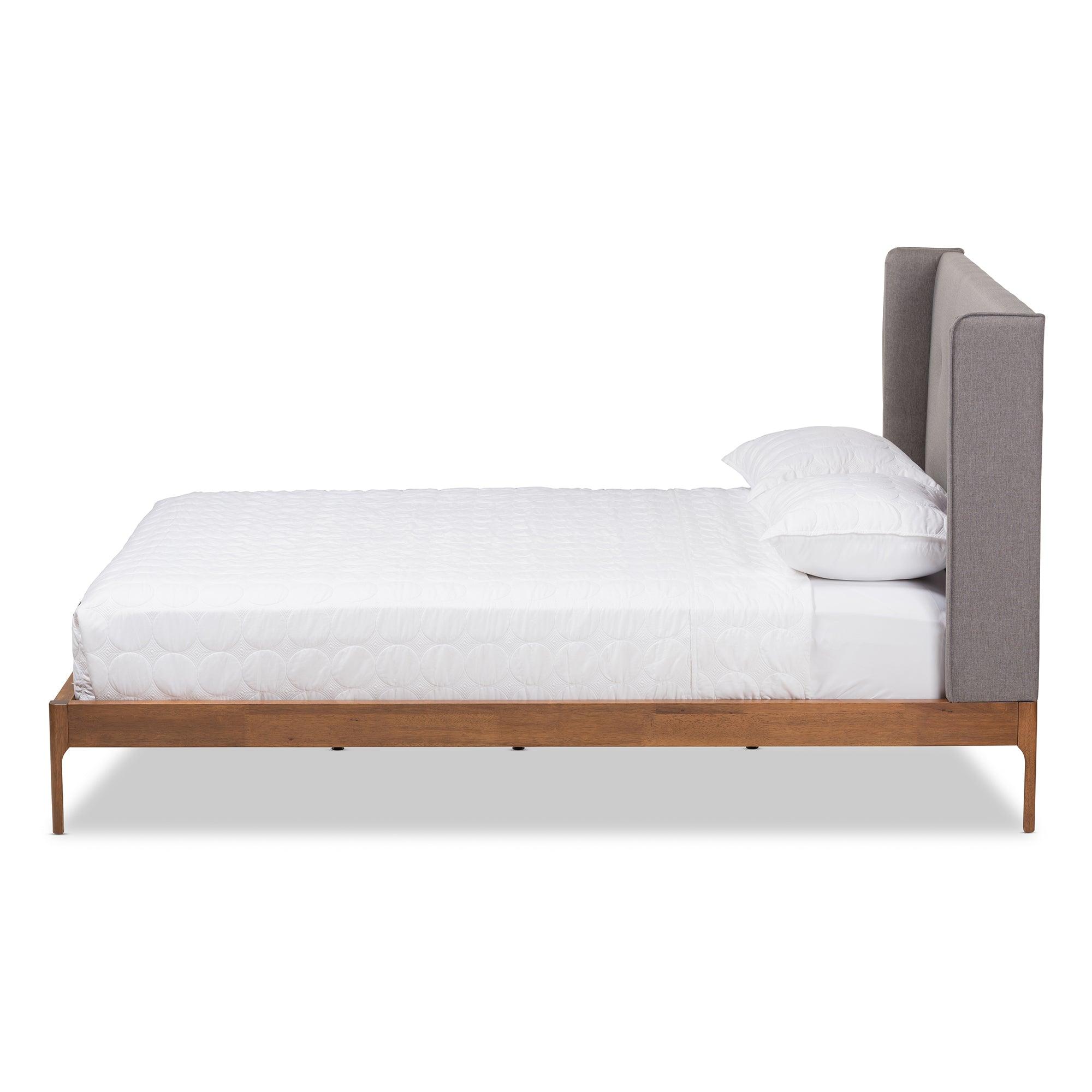 Brooklyn Mid-Century Modern Wood Fabric Platform Bed