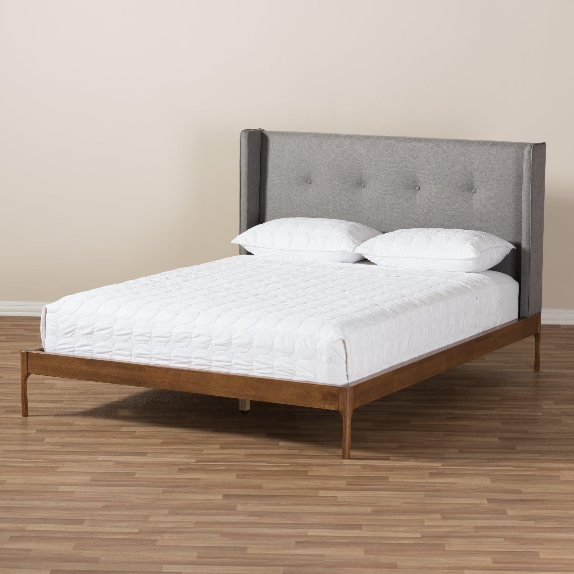 Brooklyn Mid-Century Modern Wood Fabric Platform Bed