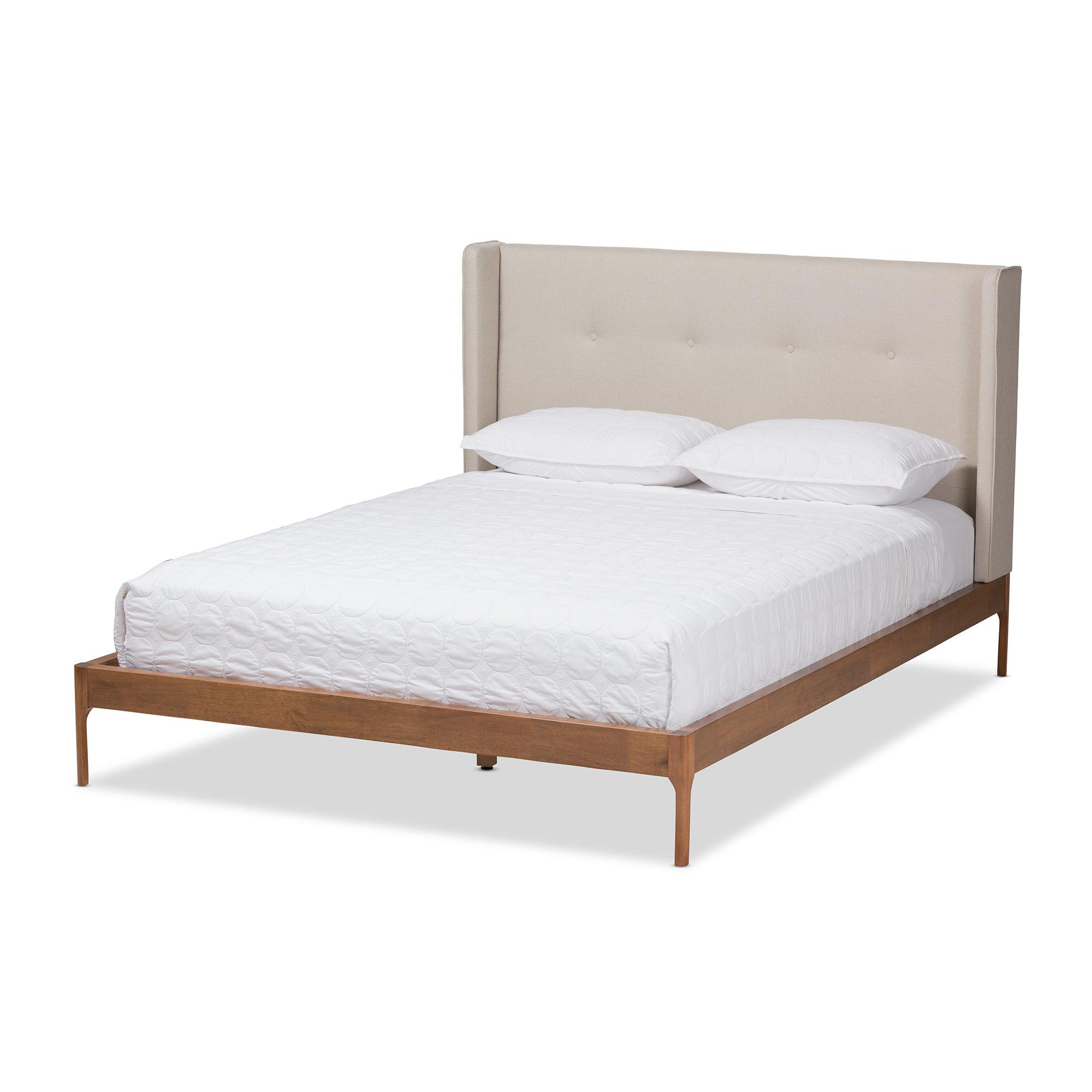 Brooklyn Mid-Century Modern Wood Fabric Platform Bed
